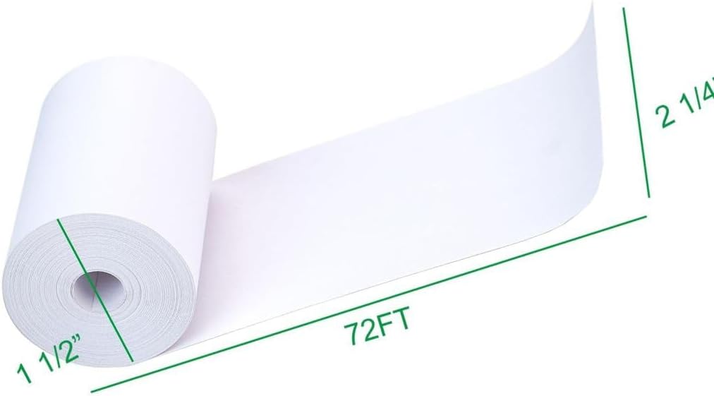 (100 Rolls) 2 1/4" x 72ft' CORELESS Thermal Paper Rolls, POS Receipt Printer Paper, Debit Card Machine Paper for POS Terminals Fits all Clover&Square Terminal, Handheld Receipt Printer & Cash Register