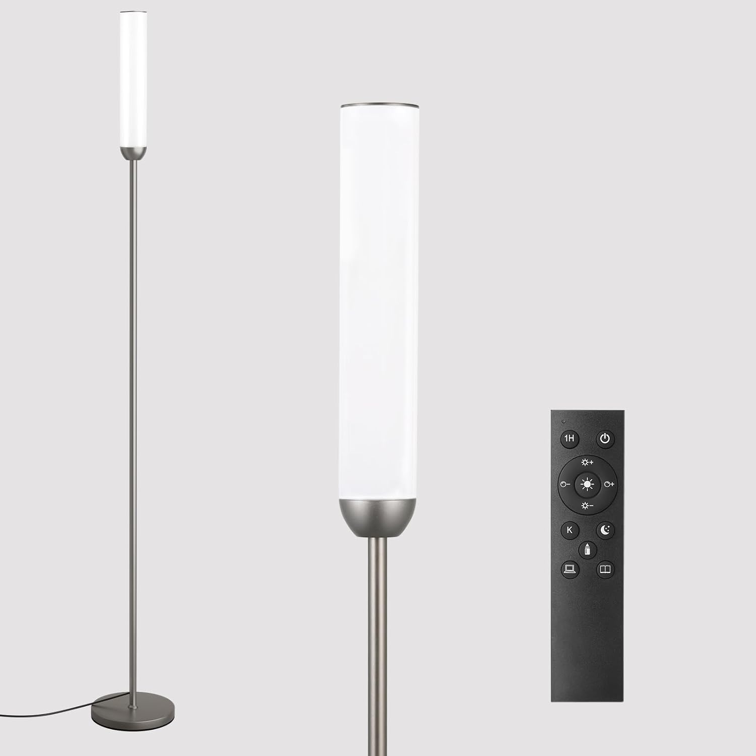 65" LED Floor Lamp with Remote & Foot Switch - Adjustable 3000K-6500K Colors, 5%-100% Brightness