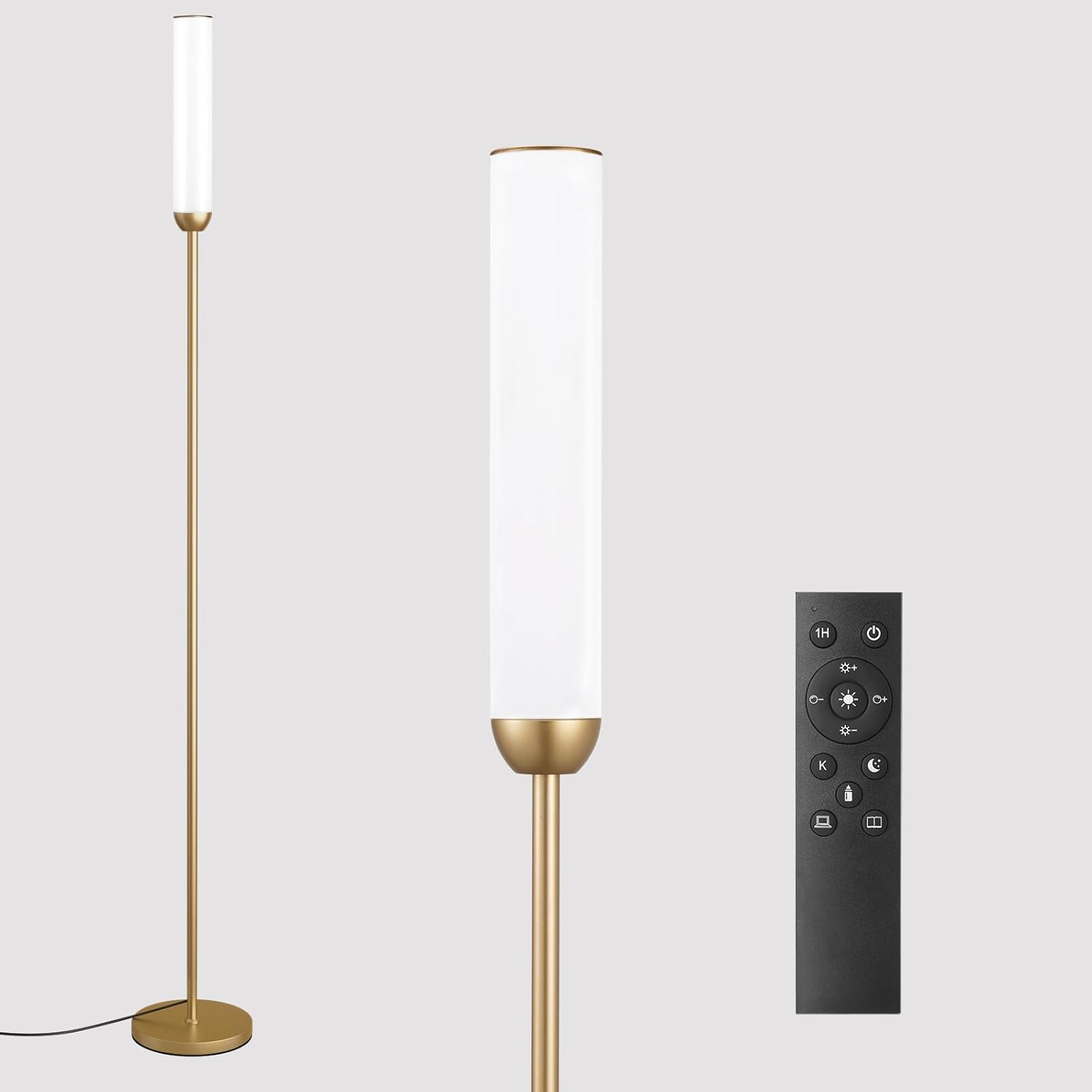65" LED Floor Lamp with Remote & Foot Switch - Adjustable 3000K-6500K Colors, 5%-100% Brightness