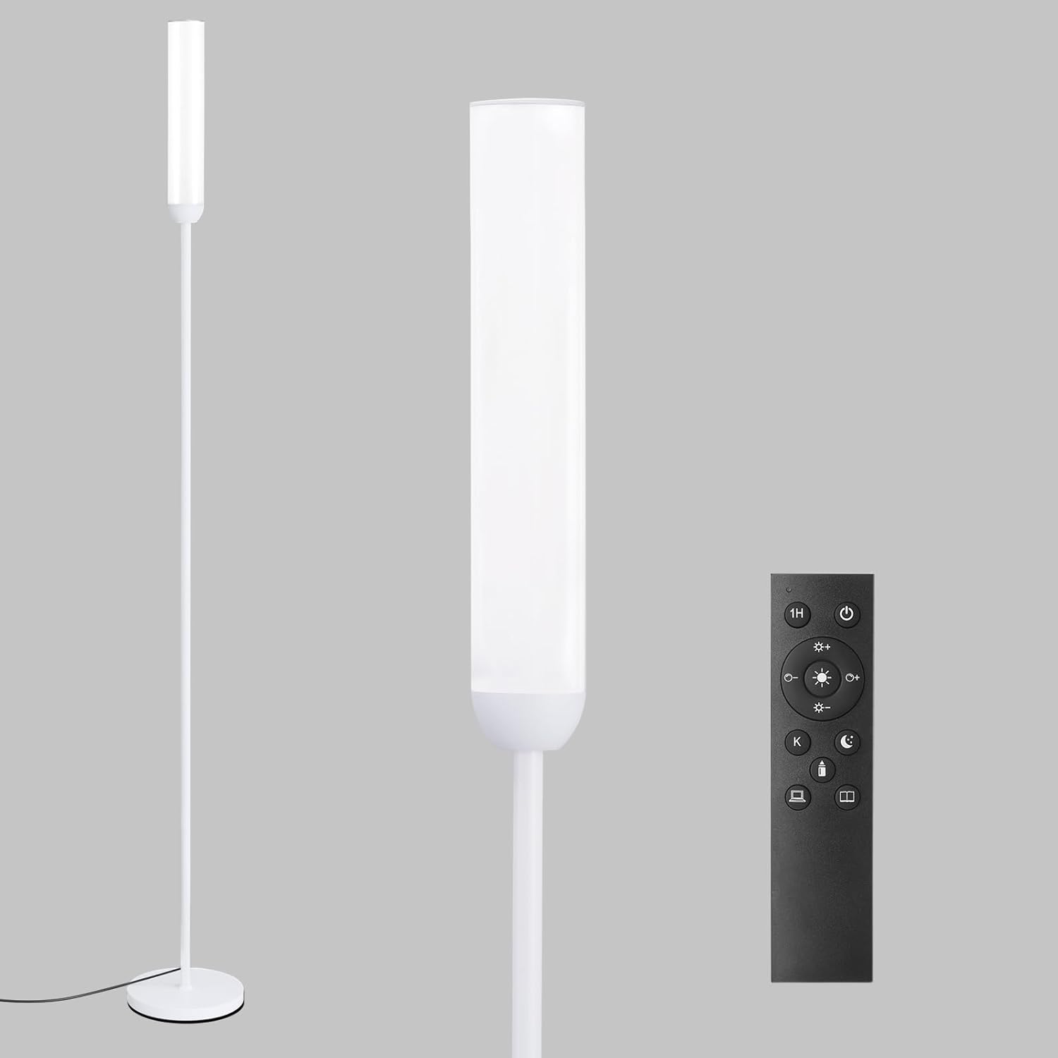 65" LED Floor Lamp with Remote & Foot Switch - Adjustable 3000K-6500K Colors, 5%-100% Brightness