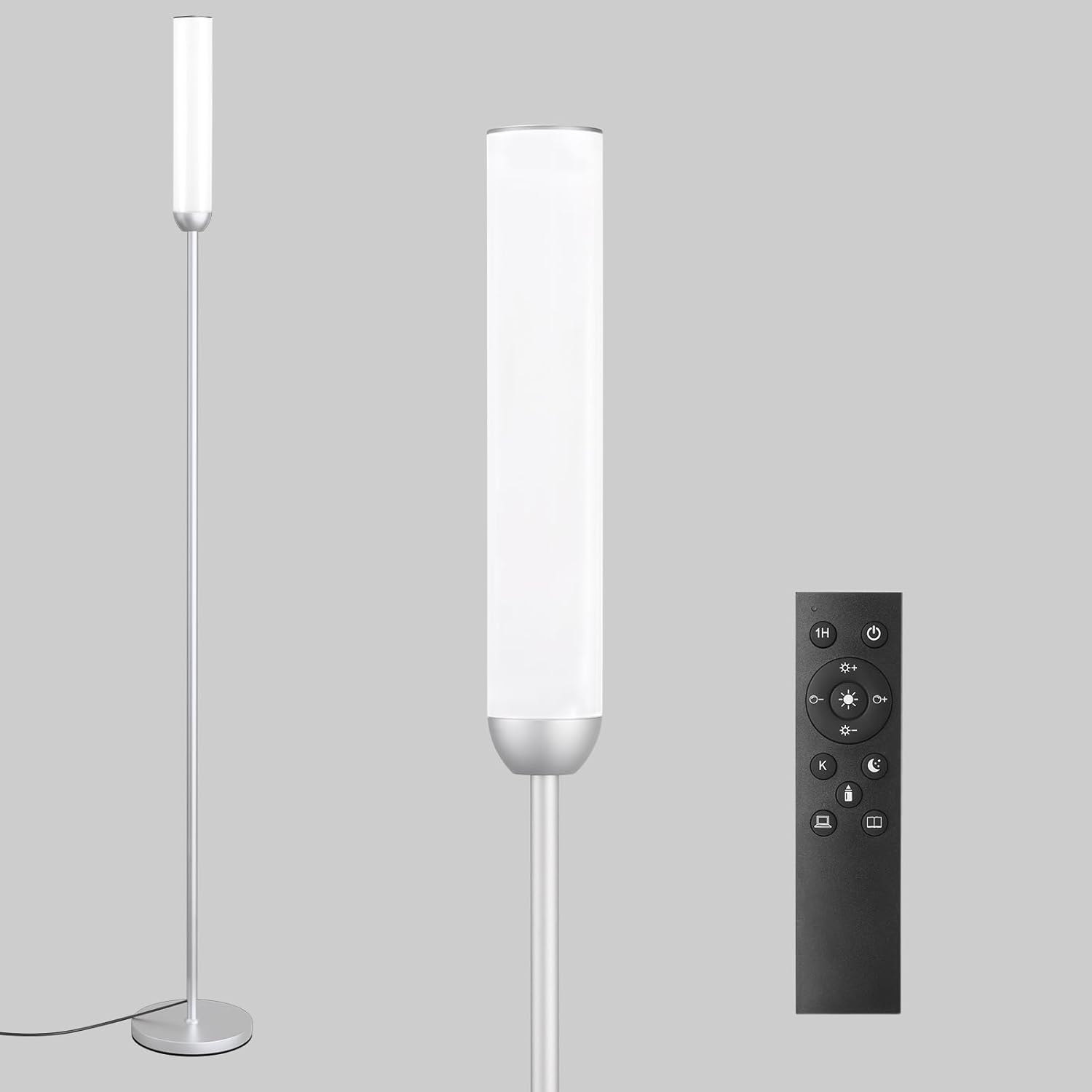 65" LED Floor Lamp with Remote & Foot Switch - Adjustable 3000K-6500K Colors, 5%-100% Brightness