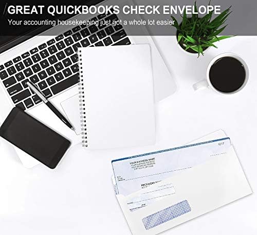 #8 Double Window Security Check Envelopes, No.8 Double Window Bussiness Envelopes Designed for QuickBooks Checks - Computer Printed Checks - 3 5/8 X 8 11/16 (NOT for INVOICES) - 24 LB - 500 PACK