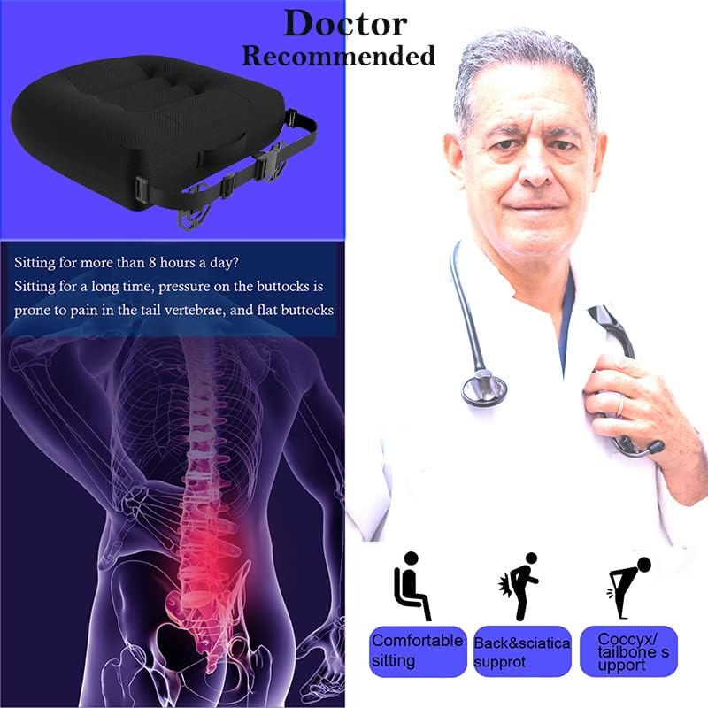 Portable Car Booster Seat Cushion - Breathable Mesh for Enhanced Comfort & Visibility - Ideal for Office & Home, Black