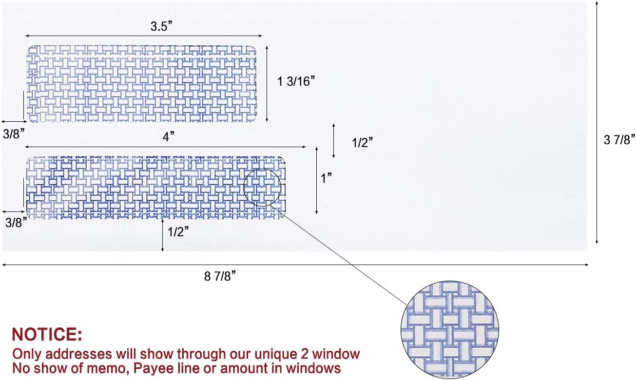 #9 Double Window Security Envelopes, HERKKA No.9 Double Window Business Envelopes Designed for Quickbooks Invoices and Business Statements - Number 9 Size 3 7/8 Inch X 8 7/8 Inch - 24 LB - 500 Pack