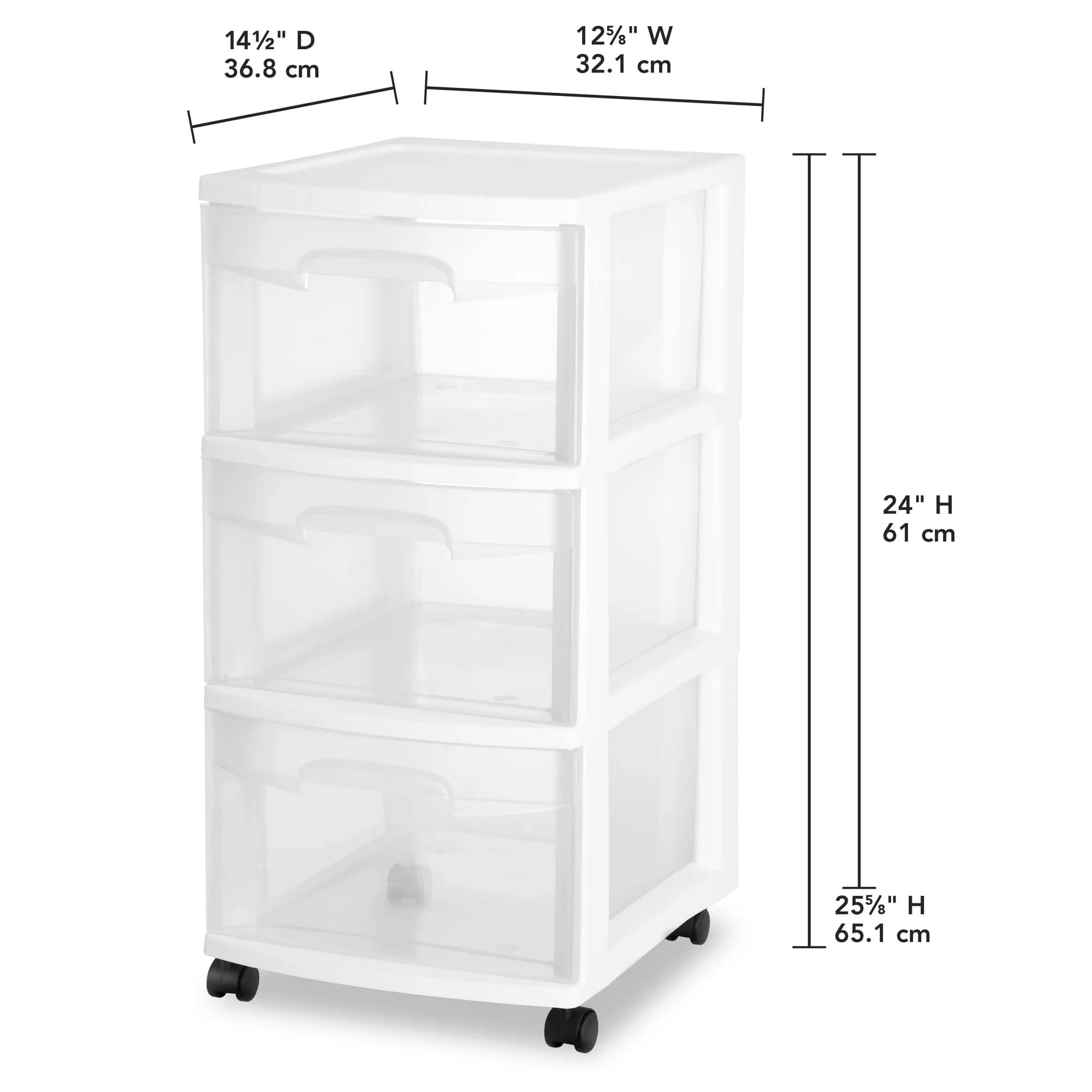 "3-Drawer Storage Cart on Wheels with Locking Casters - White Rolling Organizer for Home, Office, Closet | Mobile Drawer Storage Cart"