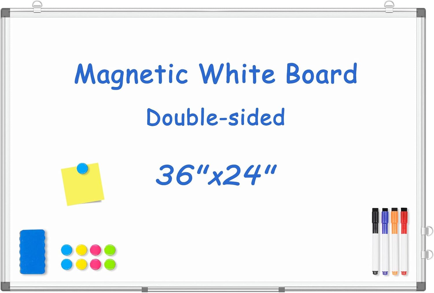 36x24" Double-Sided Magnetic Whiteboard - Dry Erase Wall Board with Aluminum Frame for Home, Office, School
