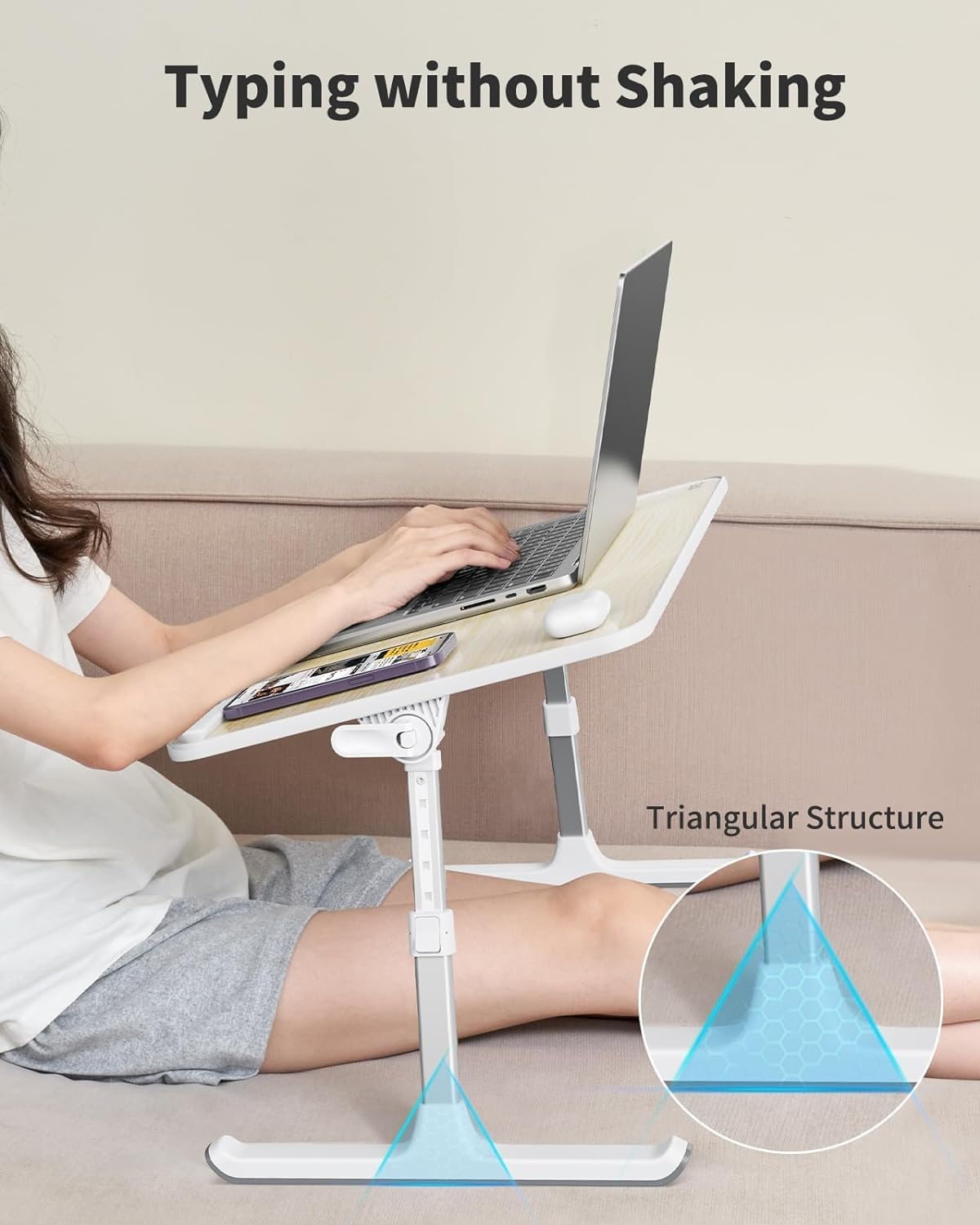 Adjustable Laptop Desk for Bed - Foldable Lap Tray for Eating & Writing, Black