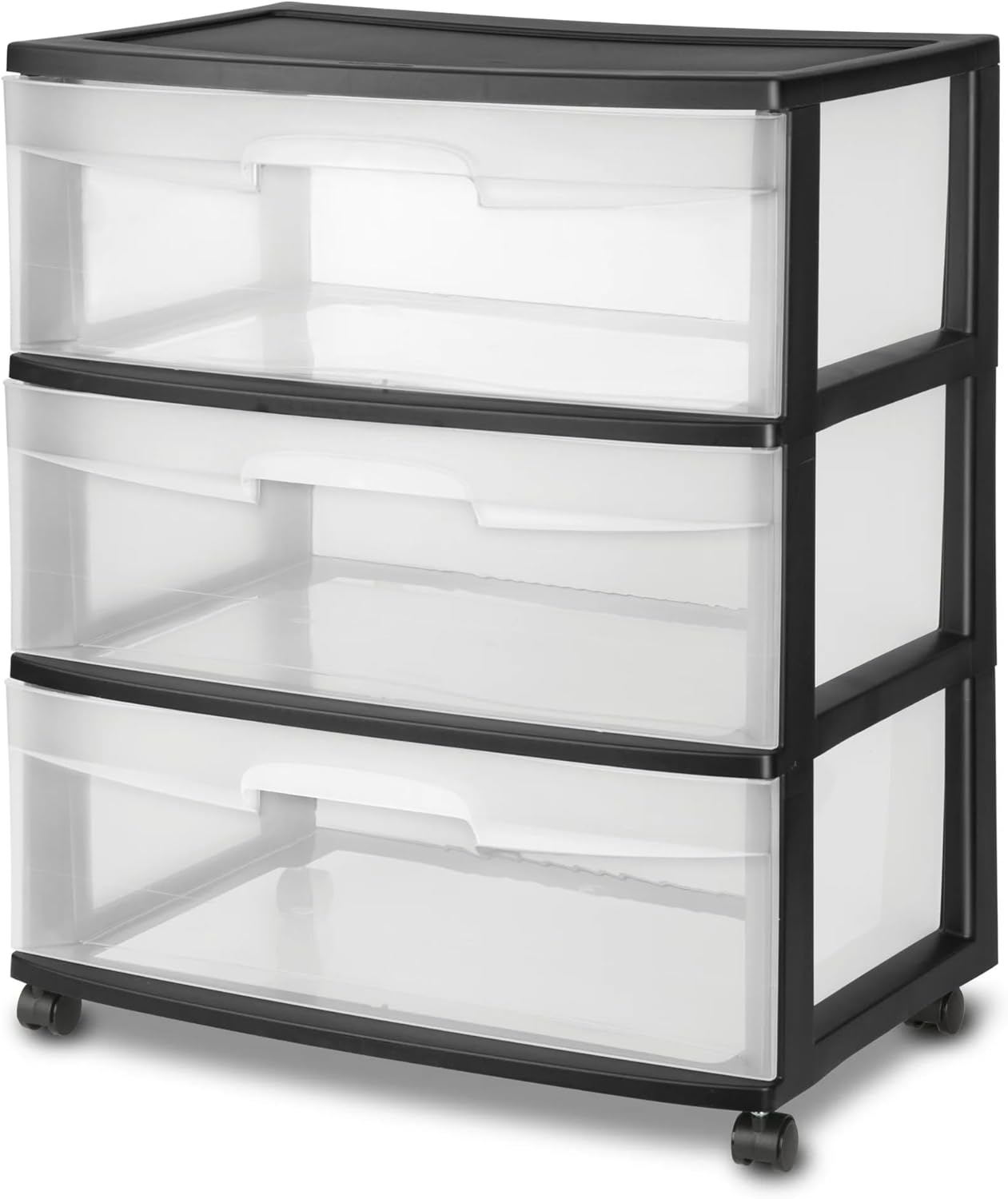 "Wide 3-Drawer Rolling Storage Cart with Wheels - Heavy-Duty Mobile Organizer for Home, Office, Closet | Drawer Storage Cart with Smooth-Gliding Casters"
