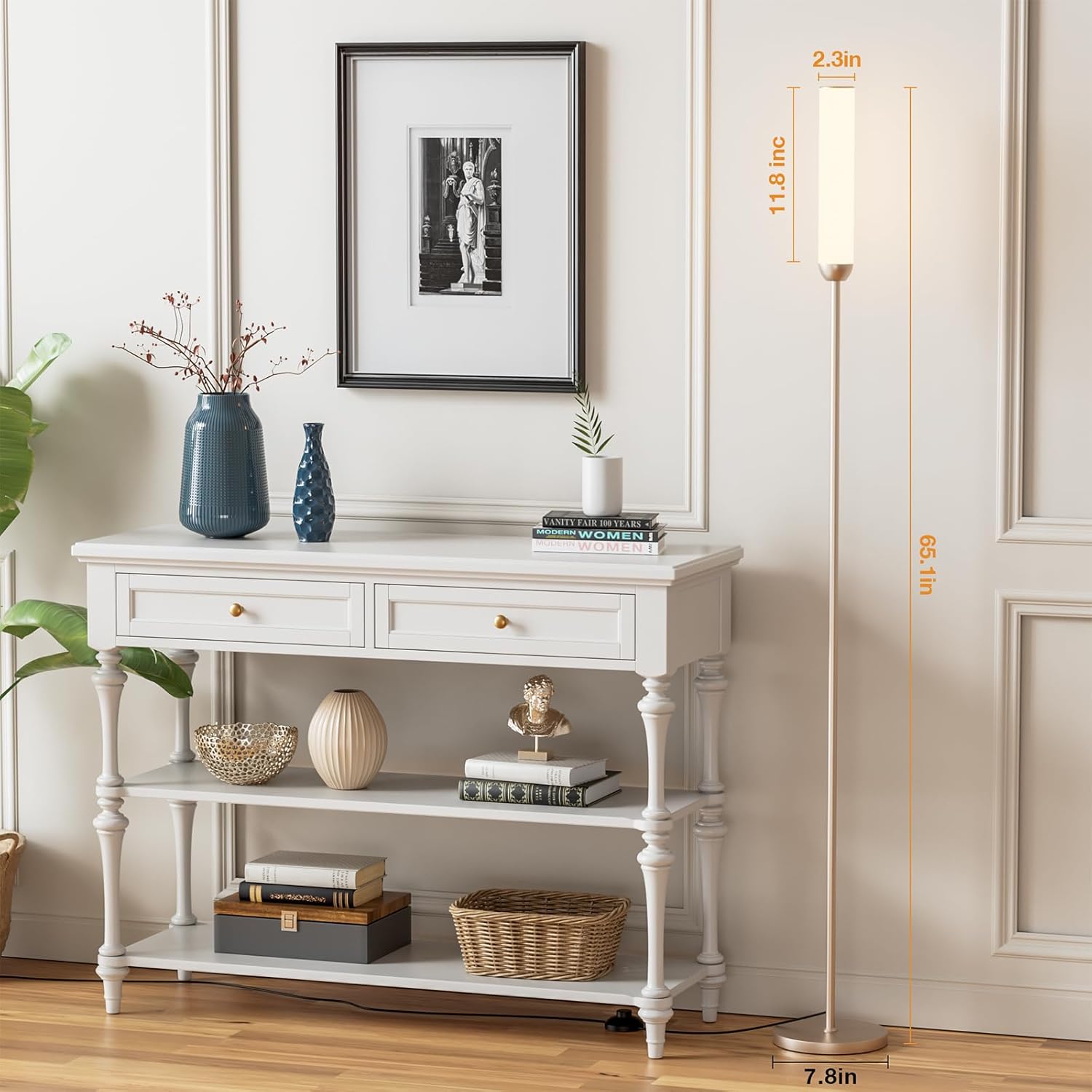 65" LED Floor Lamp with Remote & Foot Switch - Adjustable 3000K-6500K Colors, 5%-100% Brightness