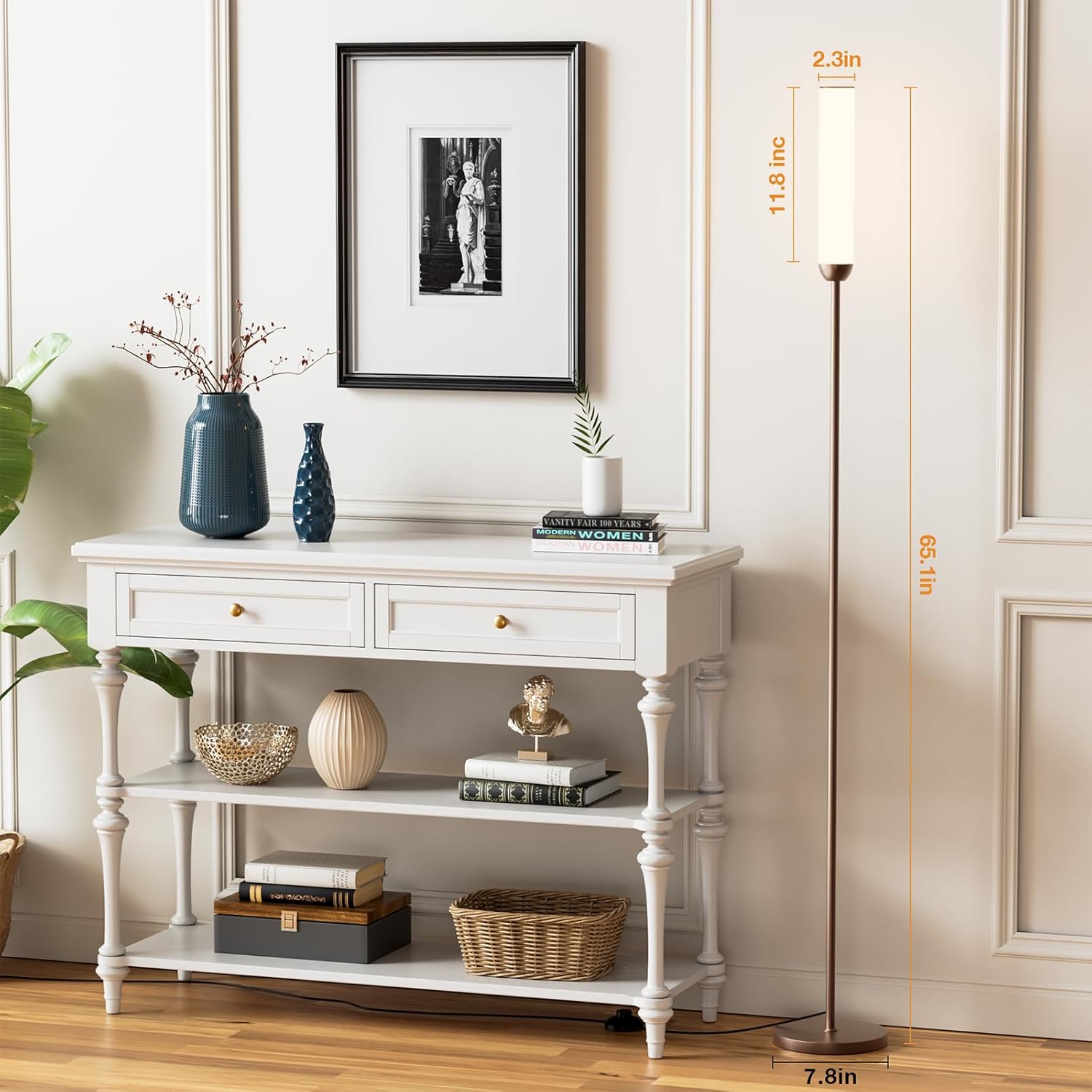 65" LED Floor Lamp with Remote & Foot Switch - Adjustable 3000K-6500K Colors, 5%-100% Brightness