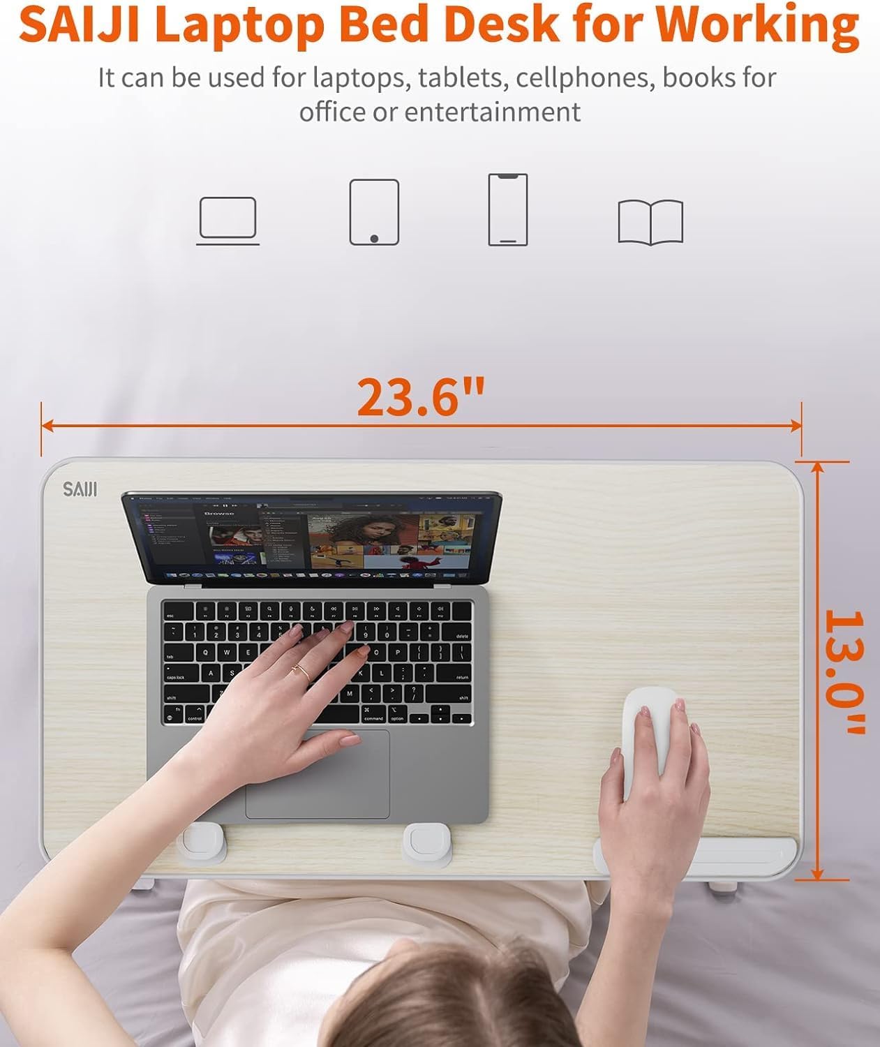 Adjustable Laptop Desk for Bed - Foldable Lap Tray for Eating & Writing, Black