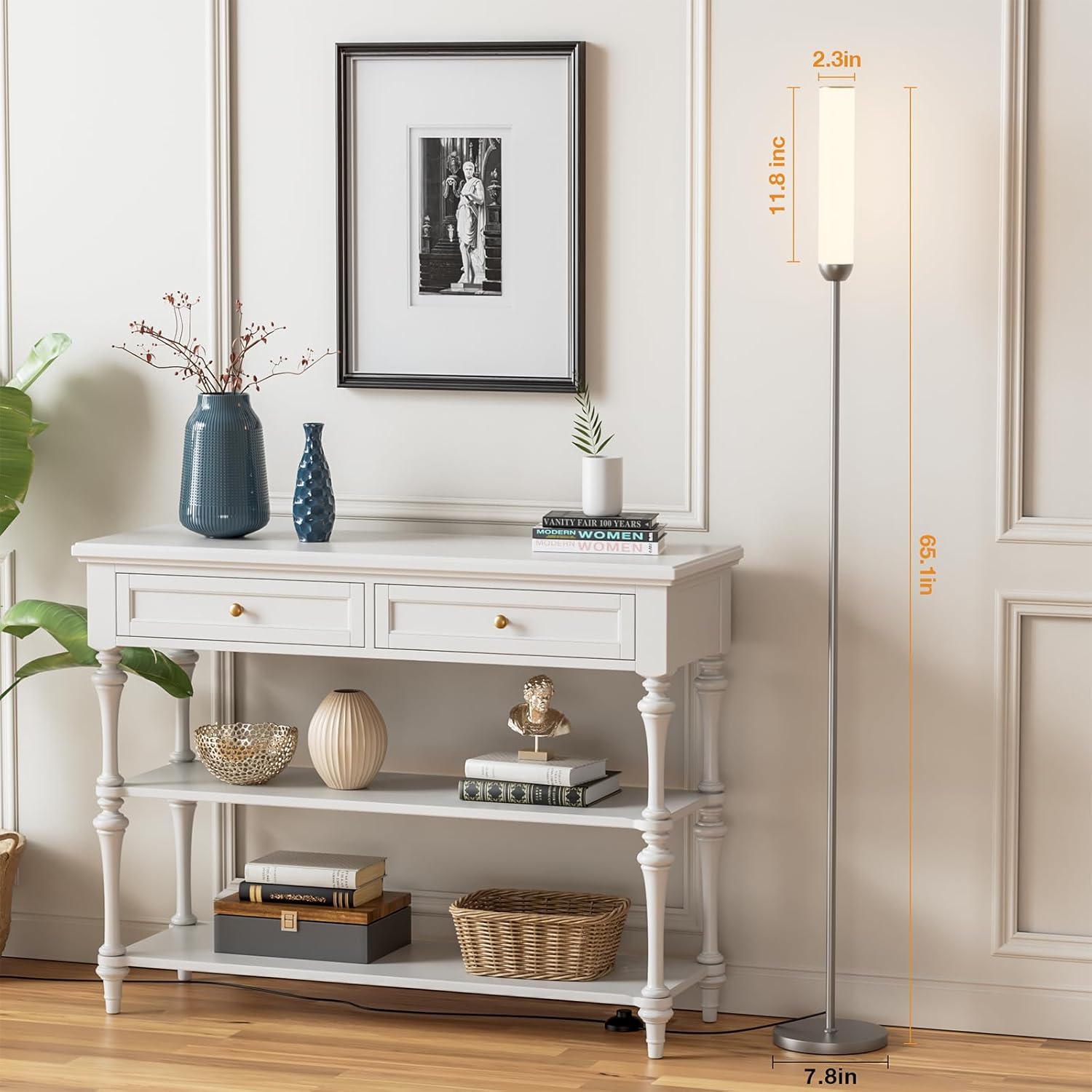 65" LED Floor Lamp with Remote & Foot Switch - Adjustable 3000K-6500K Colors, 5%-100% Brightness