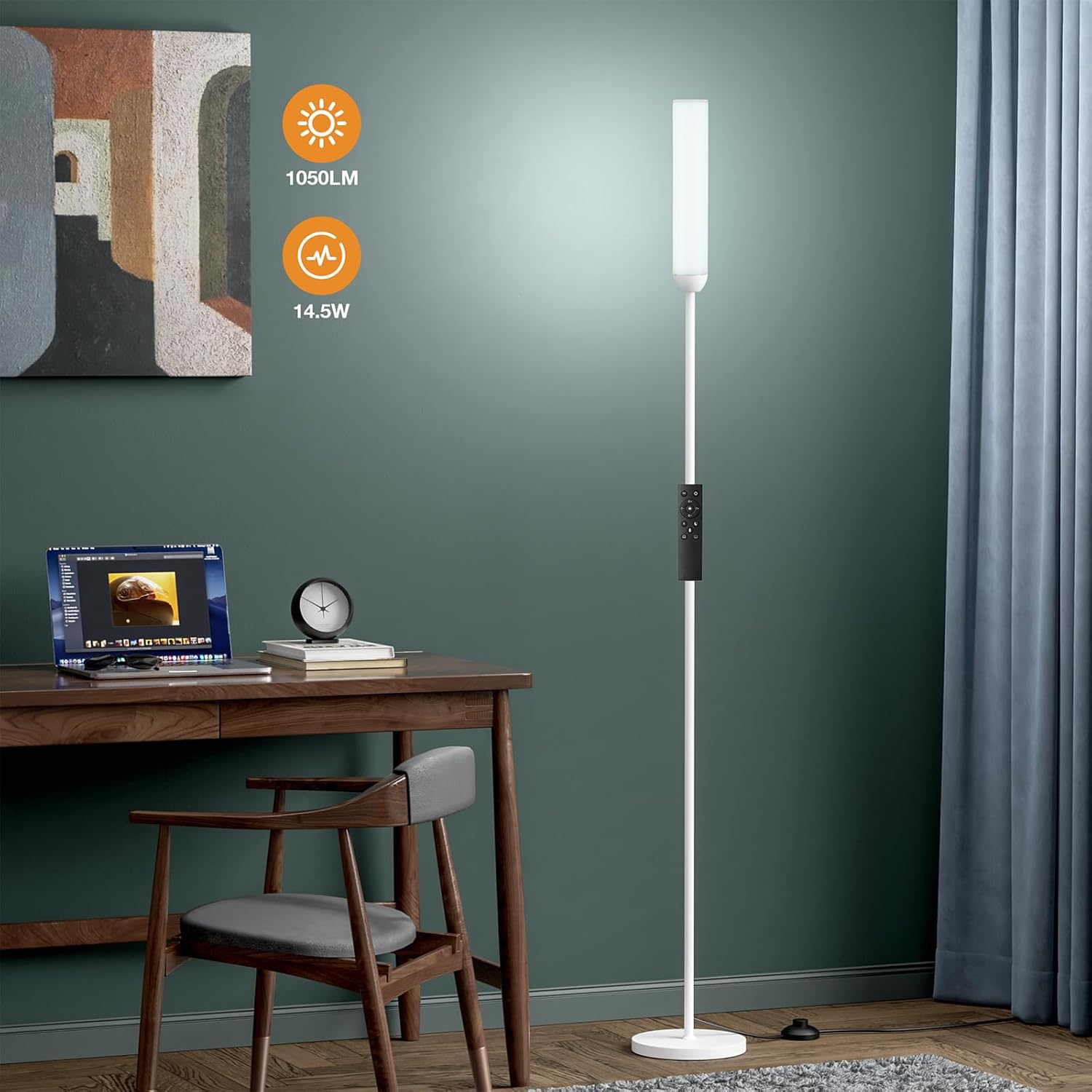 65" LED Floor Lamp with Remote & Foot Switch - Adjustable 3000K-6500K Colors, 5%-100% Brightness