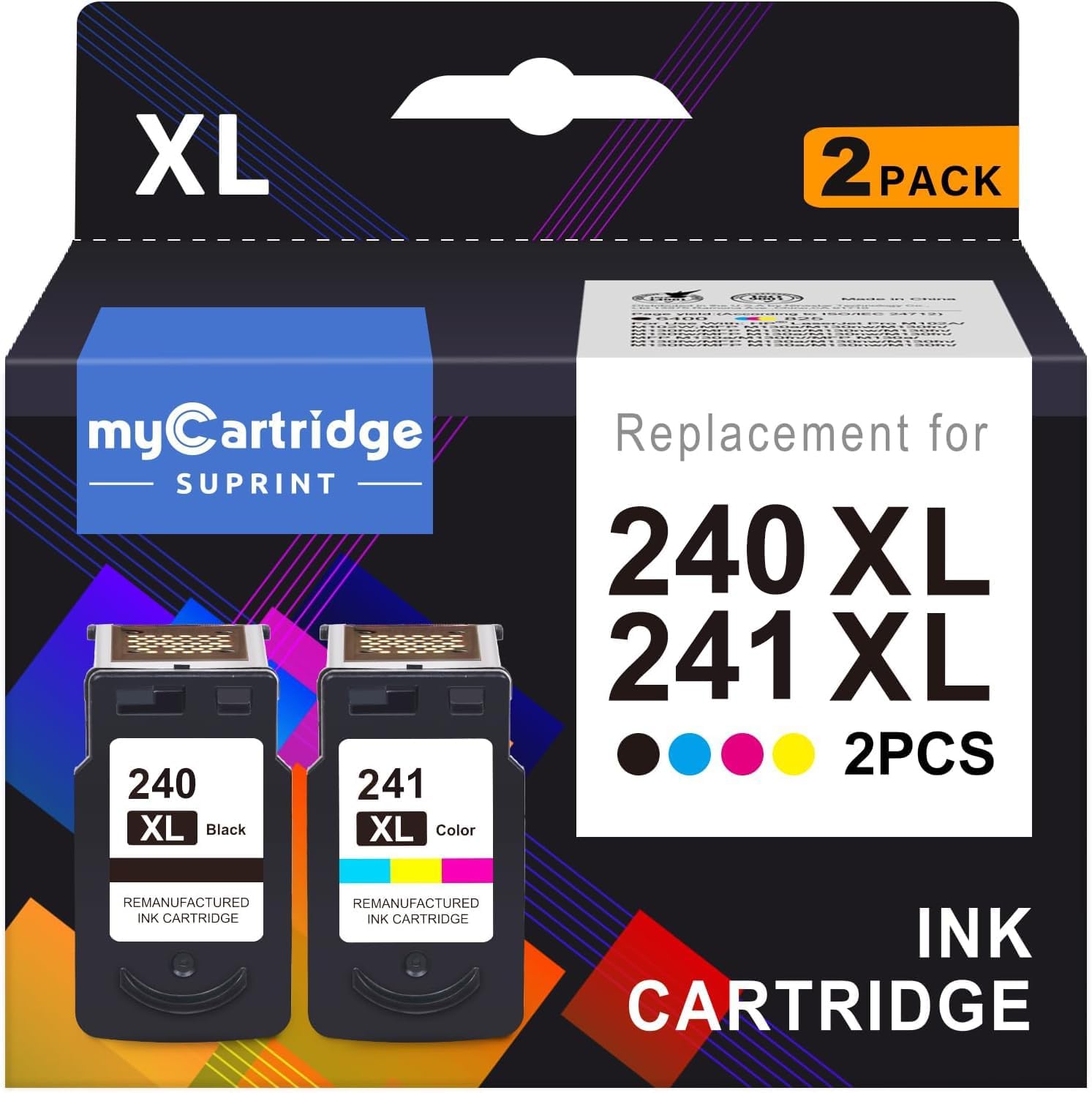 Canon PG-240 XL & CL-241 XL Ink Cartridges Combo Pack - 1 Black & 1 Tri-Color for PIXMA MG3620, TS5120, MG3520, MX472