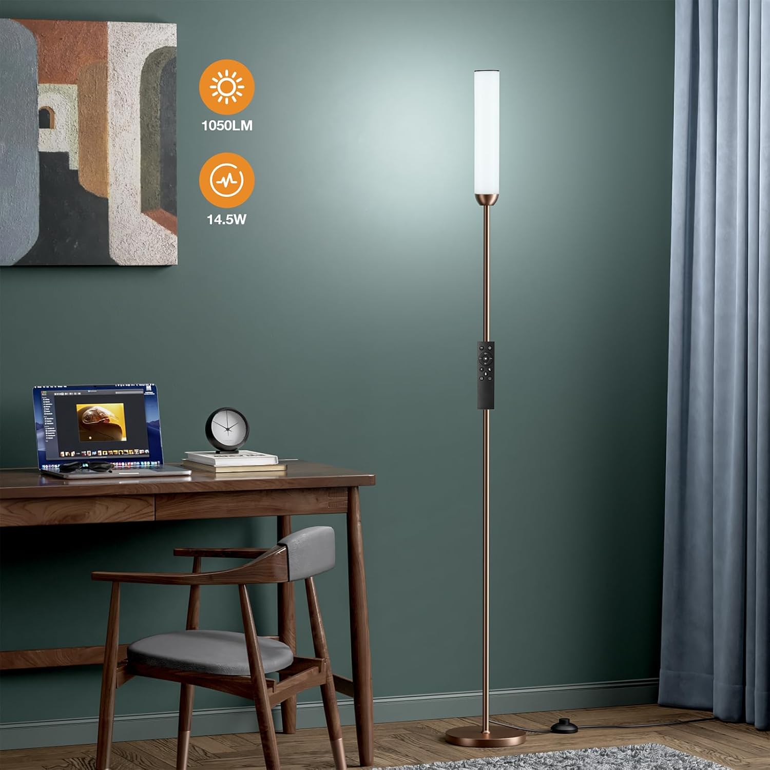 65" LED Floor Lamp with Remote & Foot Switch - Adjustable 3000K-6500K Colors, 5%-100% Brightness