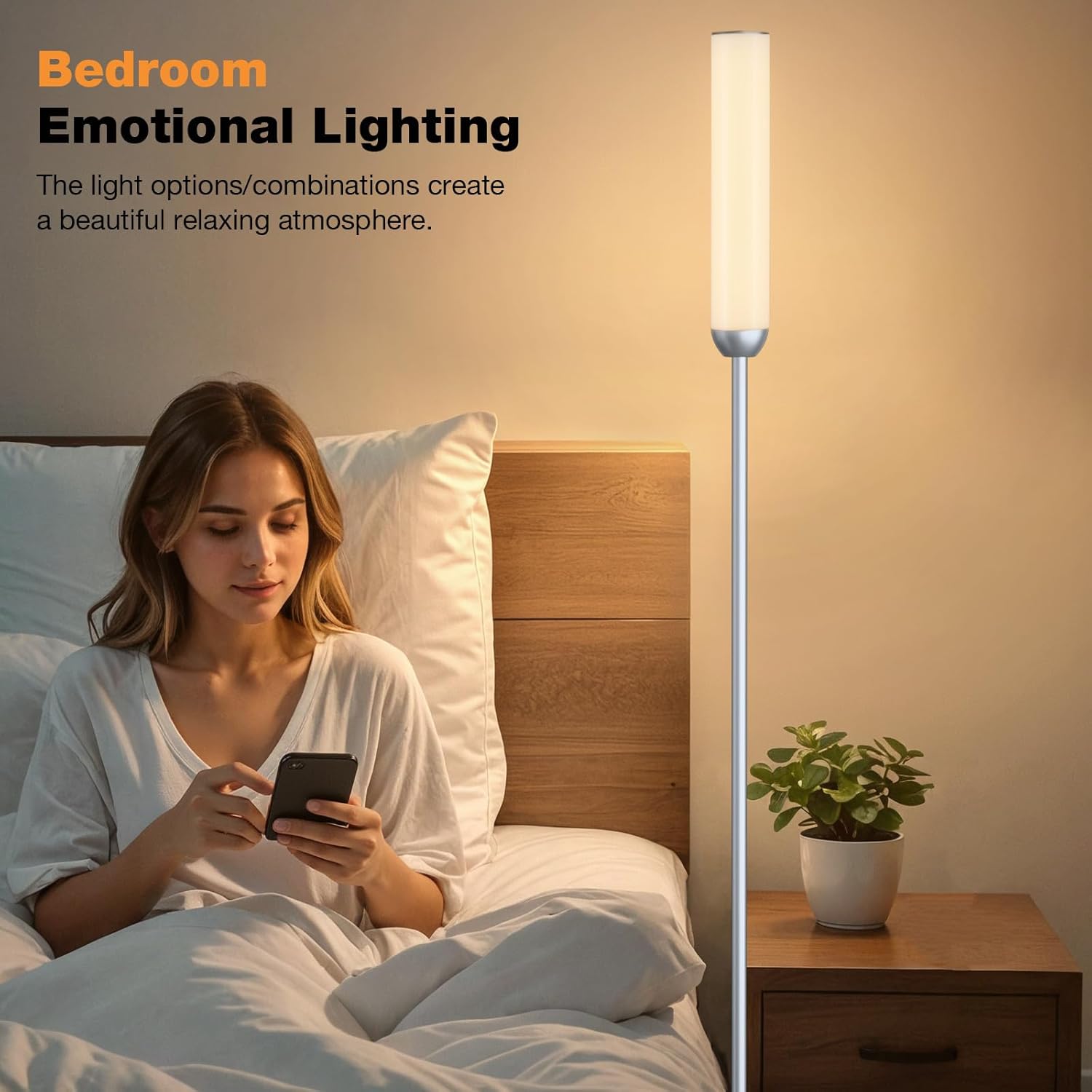 65" LED Floor Lamp with Remote & Foot Switch - Adjustable 3000K-6500K Colors, 5%-100% Brightness