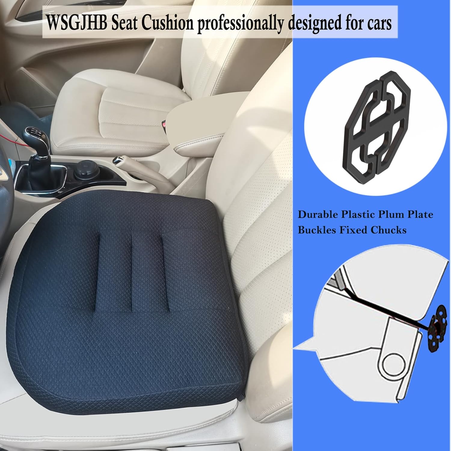 Portable Car Booster Seat Cushion - Breathable Mesh for Enhanced Comfort & Visibility - Ideal for Office & Home, Black