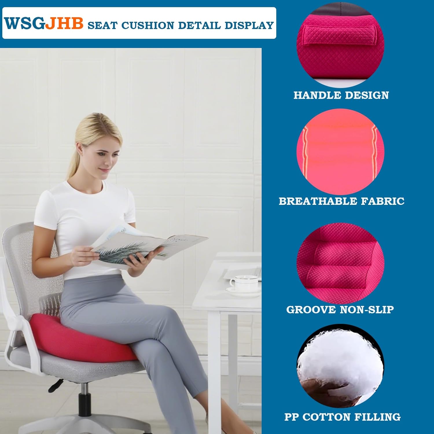 Portable Car Booster Seat Cushion - Breathable Mesh for Enhanced Comfort & Visibility - Ideal for Office & Home, Black