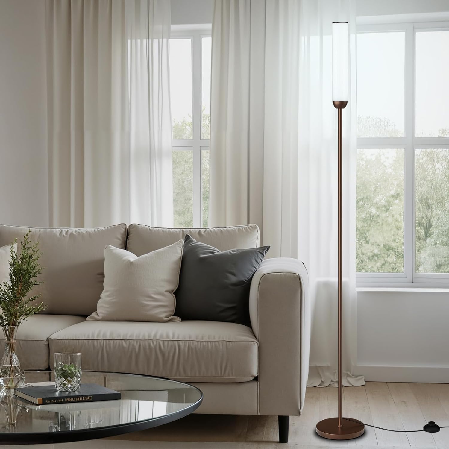 65" LED Floor Lamp with Remote & Foot Switch - Adjustable 3000K-6500K Colors, 5%-100% Brightness