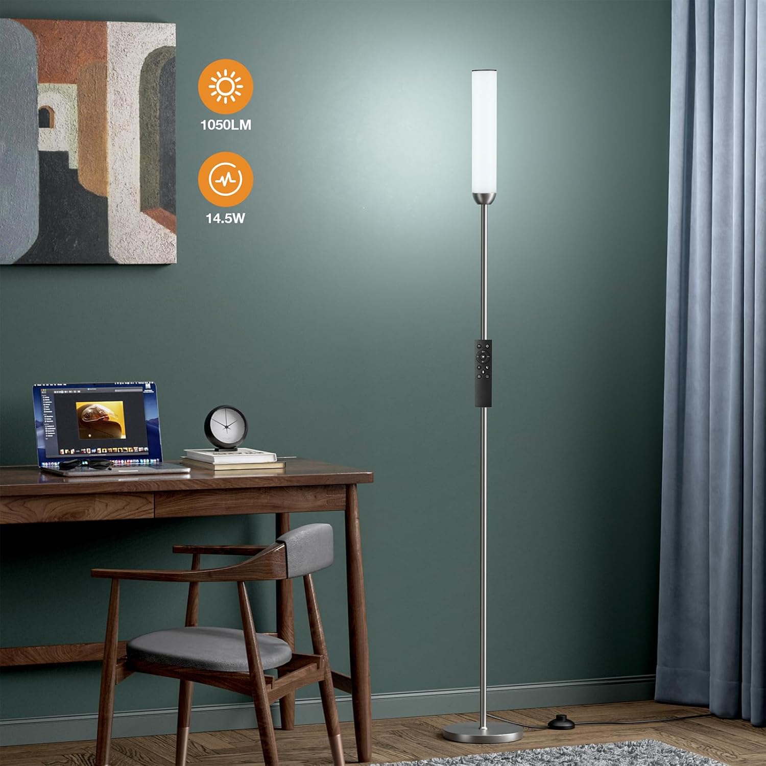 65" LED Floor Lamp with Remote & Foot Switch - Adjustable 3000K-6500K Colors, 5%-100% Brightness