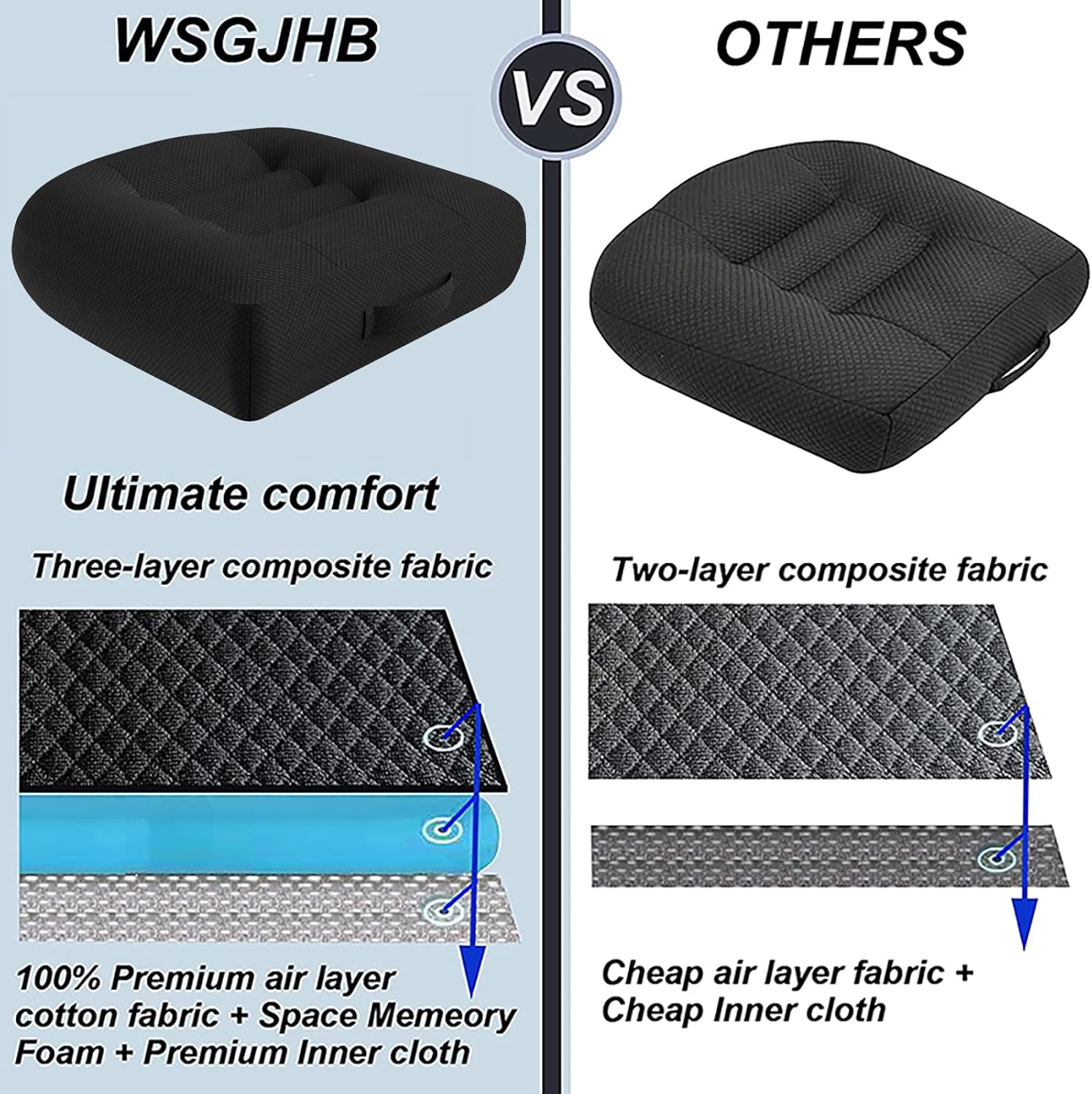 Portable Car Booster Seat Cushion - Breathable Mesh for Enhanced Comfort & Visibility - Ideal for Office & Home, Black