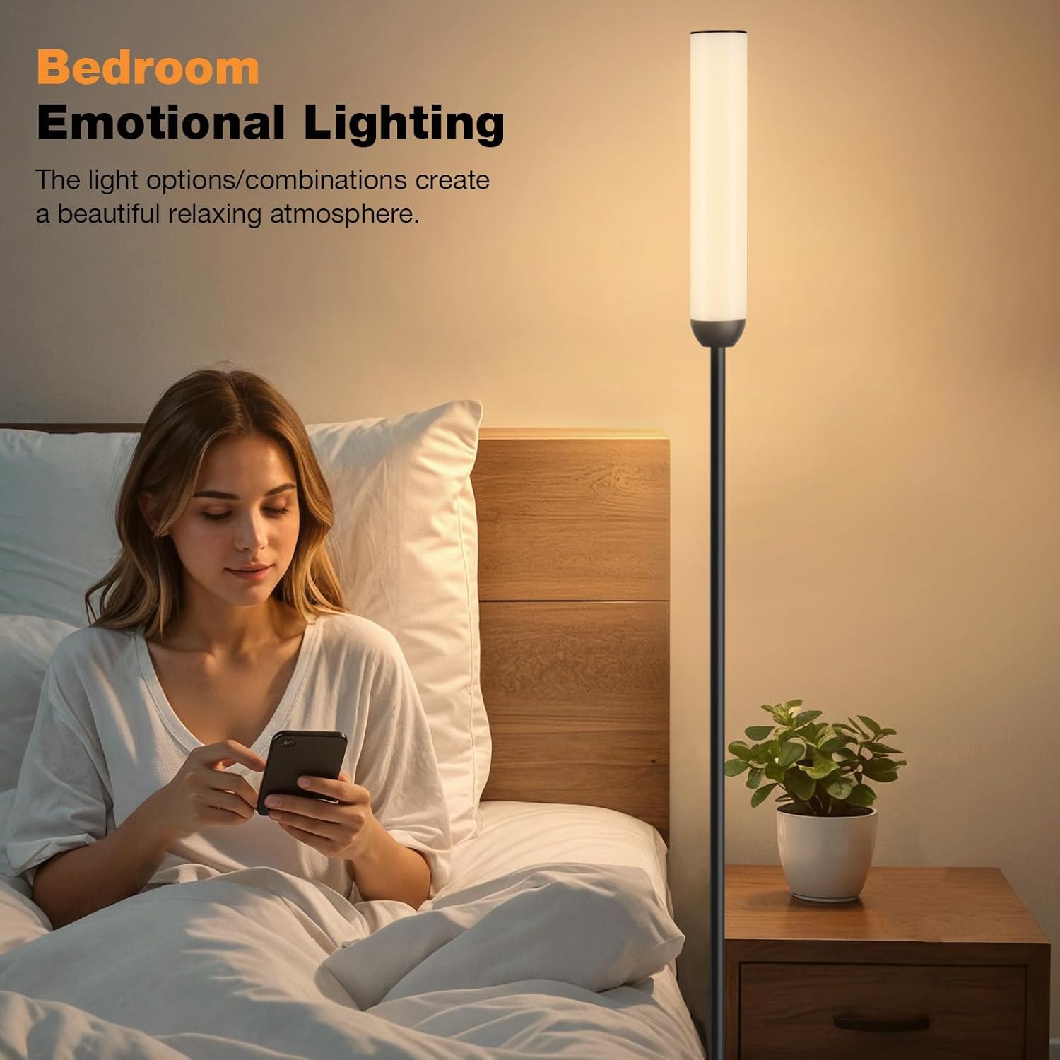 65" LED Floor Lamp with Remote & Foot Switch - Adjustable 3000K-6500K Colors, 5%-100% Brightness