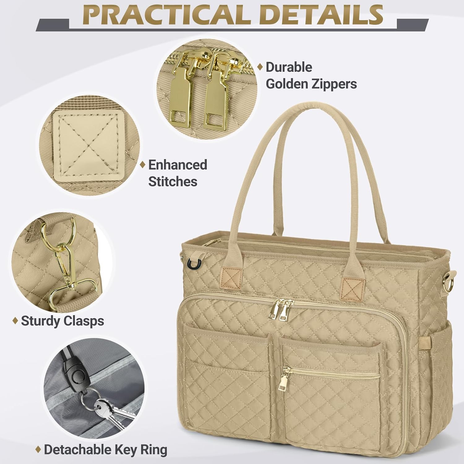 Teacher Tote Bag for 15.6" Laptop - Insulated Work Bag for Women, Black