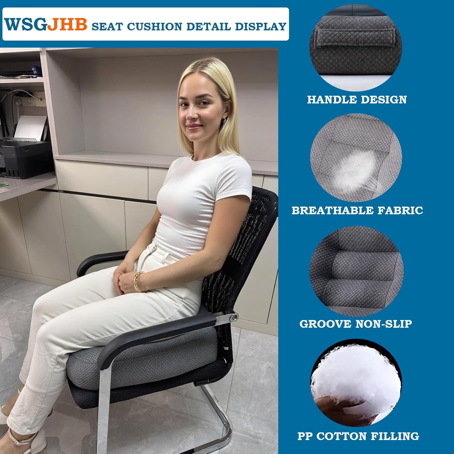 Portable Car Booster Seat Cushion - Breathable Mesh for Enhanced Comfort & Visibility - Ideal for Office & Home, Black