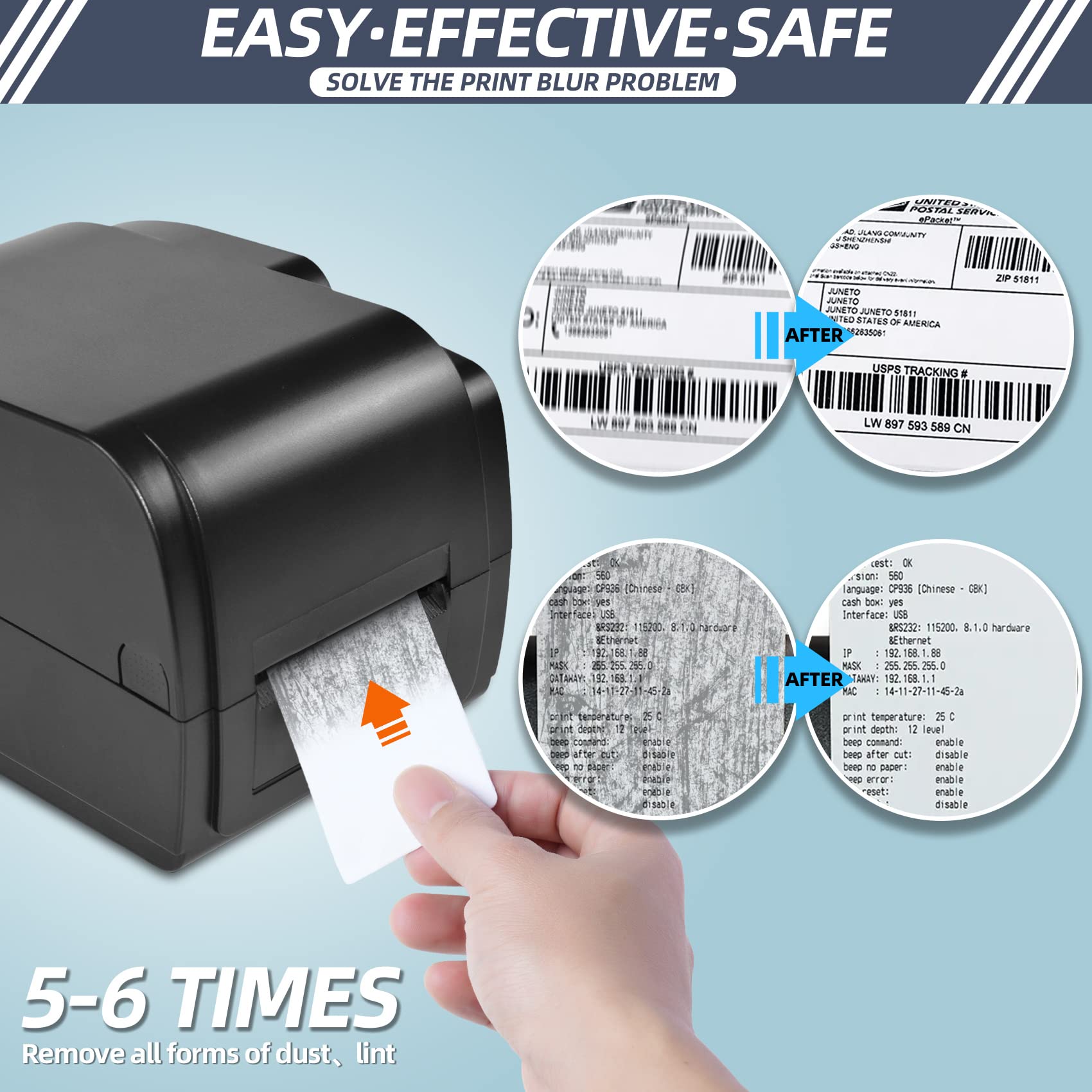 (100pcs) CR80 Cleaning Cards, Dual Side Card Reader Cleaner, POS Swipe Terminal Cleaning Cards CK-CR80 Card chip Cleaner