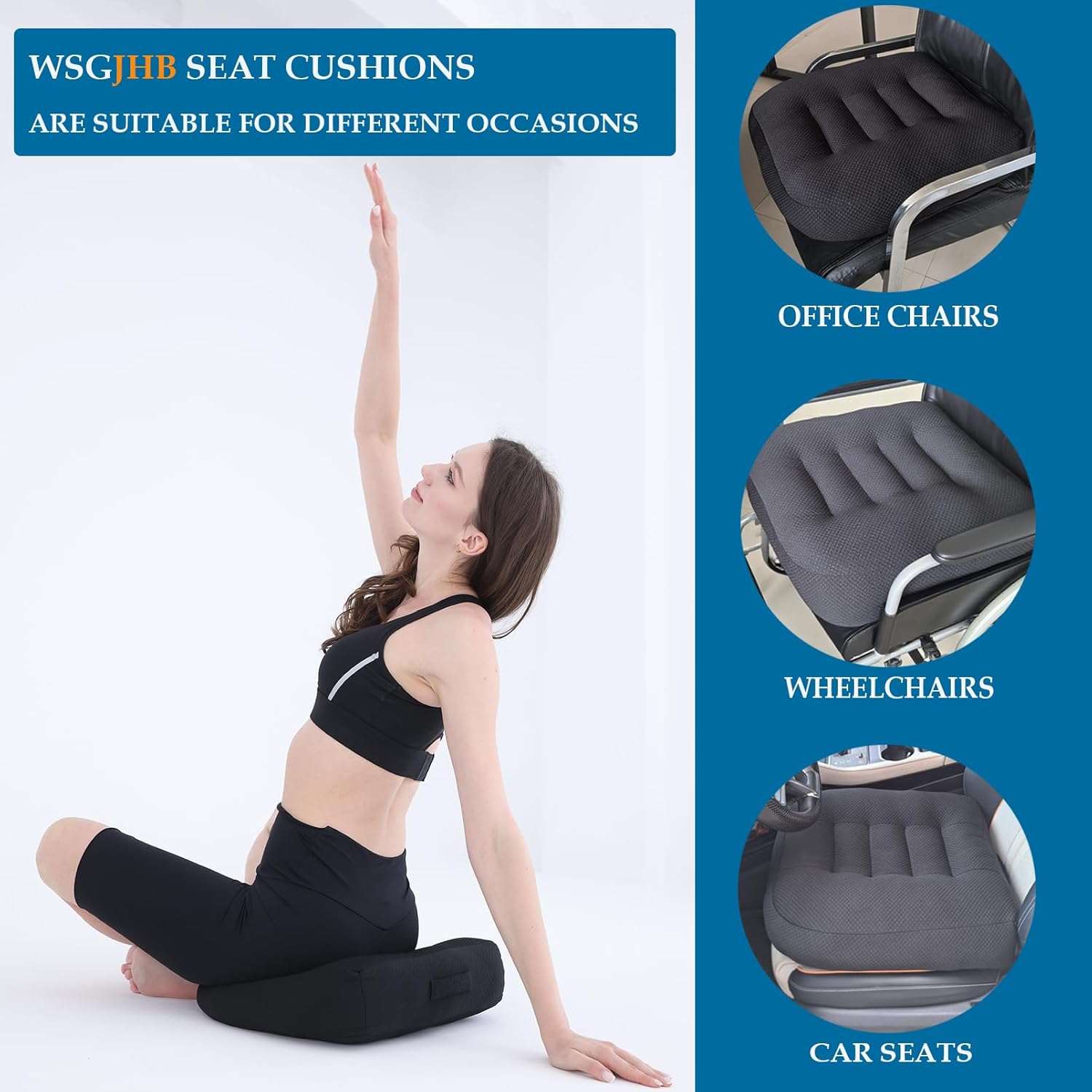 Portable Car Booster Seat Cushion - Breathable Mesh for Enhanced Comfort & Visibility - Ideal for Office & Home, Black