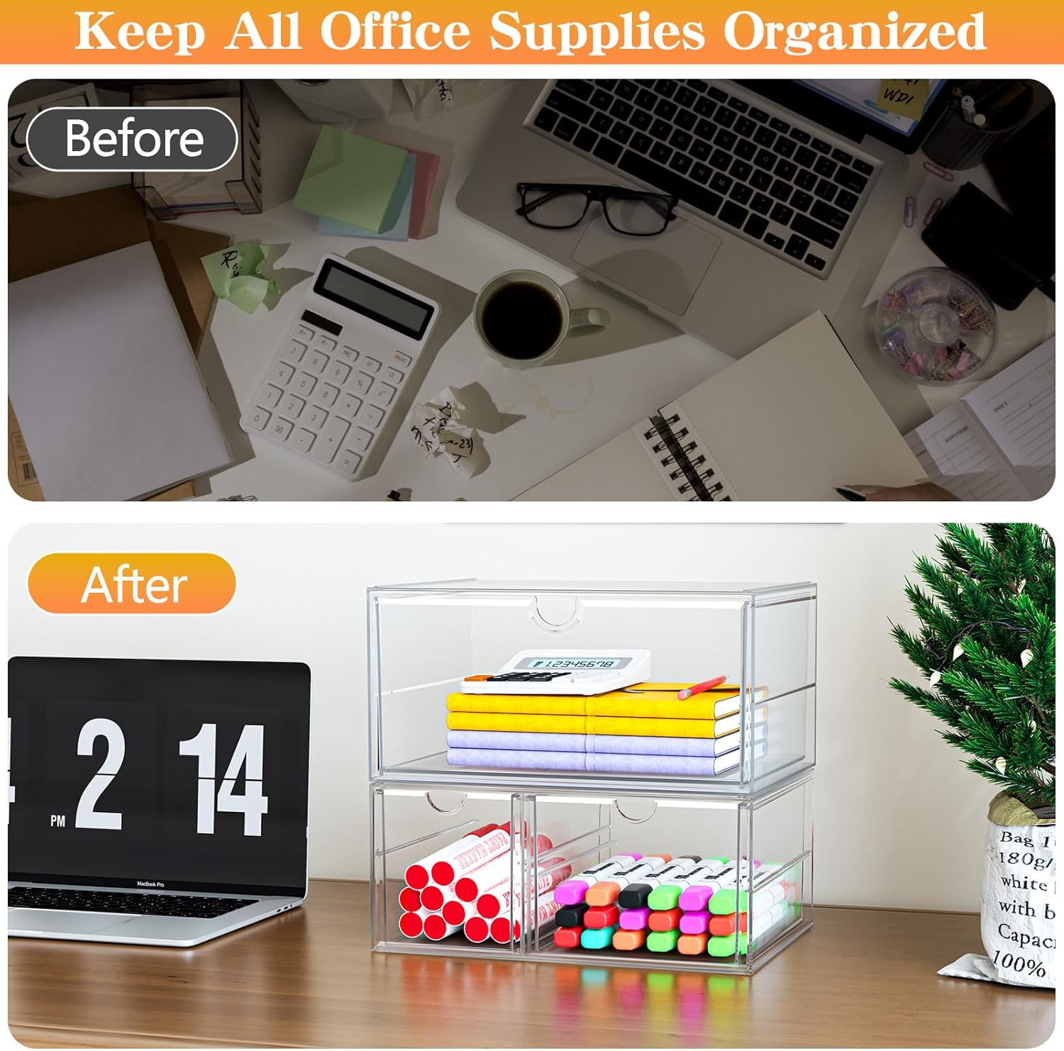 13-Drawer Acrylic Makeup Organizer Set - Versatile Bathroom & Desk Storage Solution