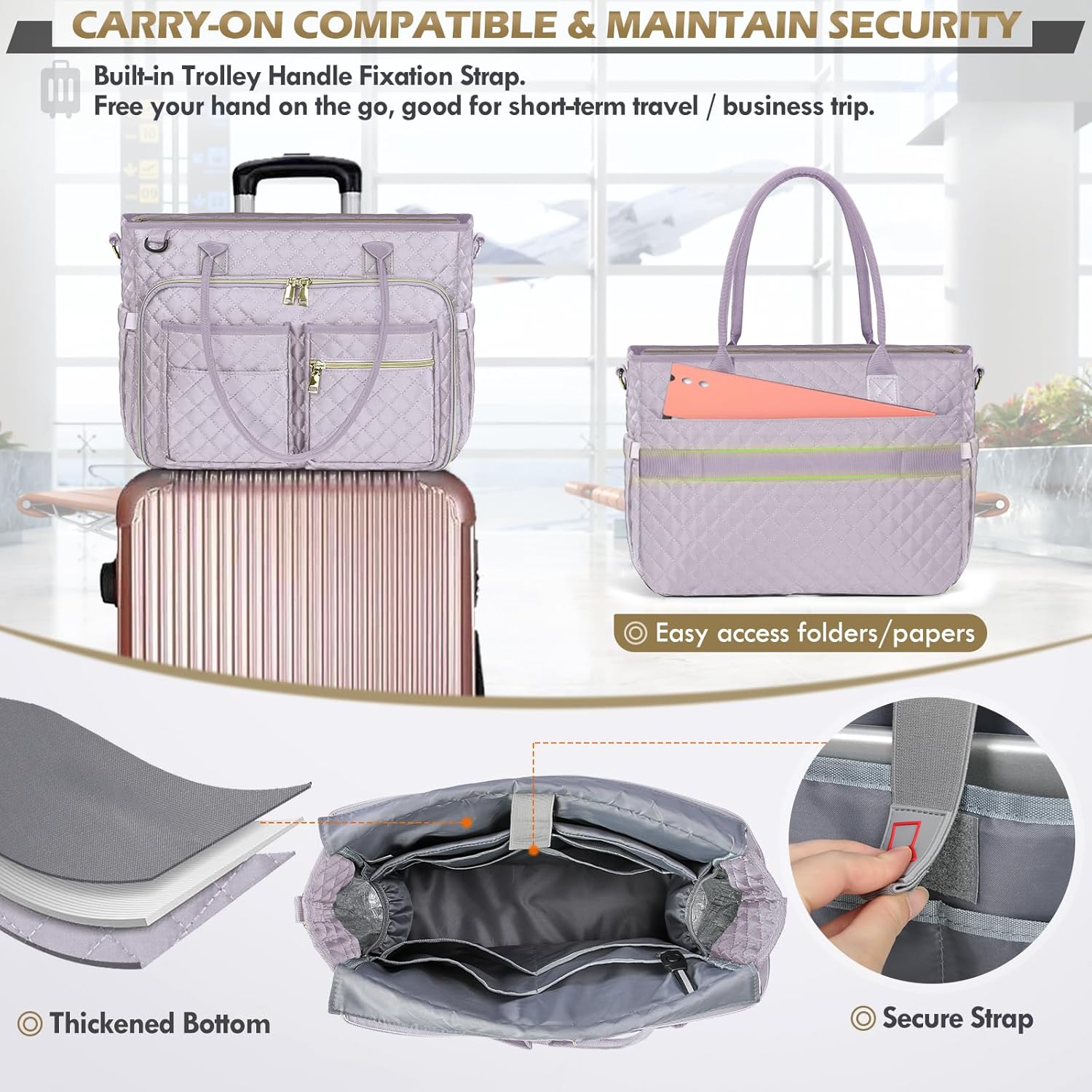 Teacher Tote Bag for 15.6" Laptop - Insulated Work Bag for Women, Black