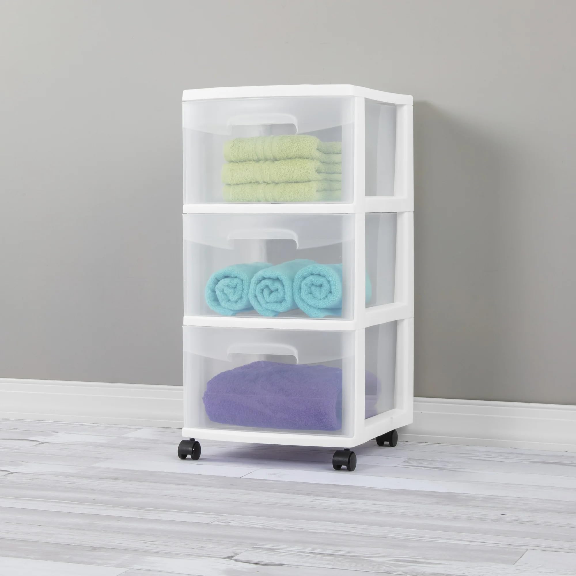 "3-Drawer Storage Cart on Wheels with Locking Casters - White Rolling Organizer for Home, Office, Closet | Mobile Drawer Storage Cart"