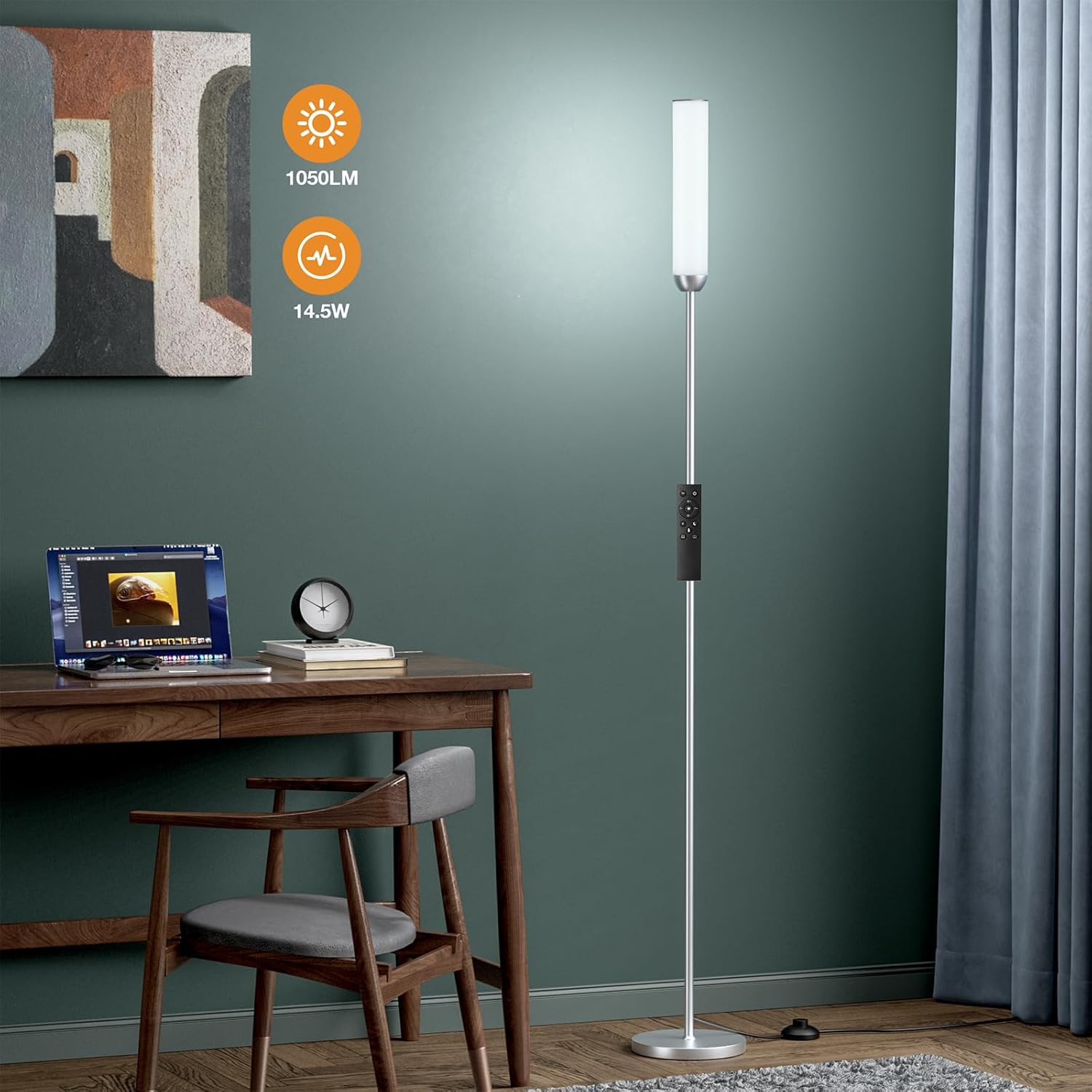 65" LED Floor Lamp with Remote & Foot Switch - Adjustable 3000K-6500K Colors, 5%-100% Brightness