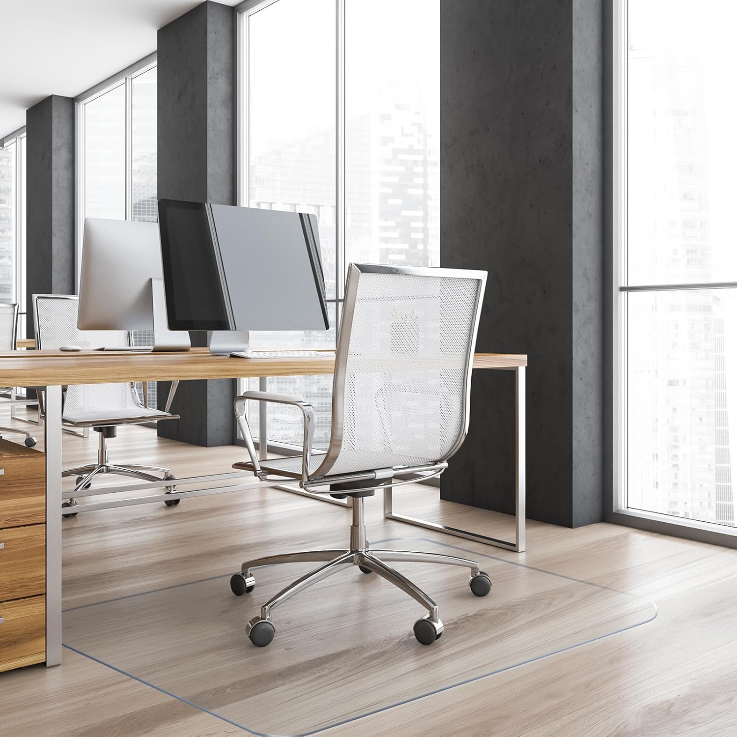 Yecaye Heavy Duty Office Chair Mat for Hardwood Floors - Clear PVC Floor Protector (36" x 48")