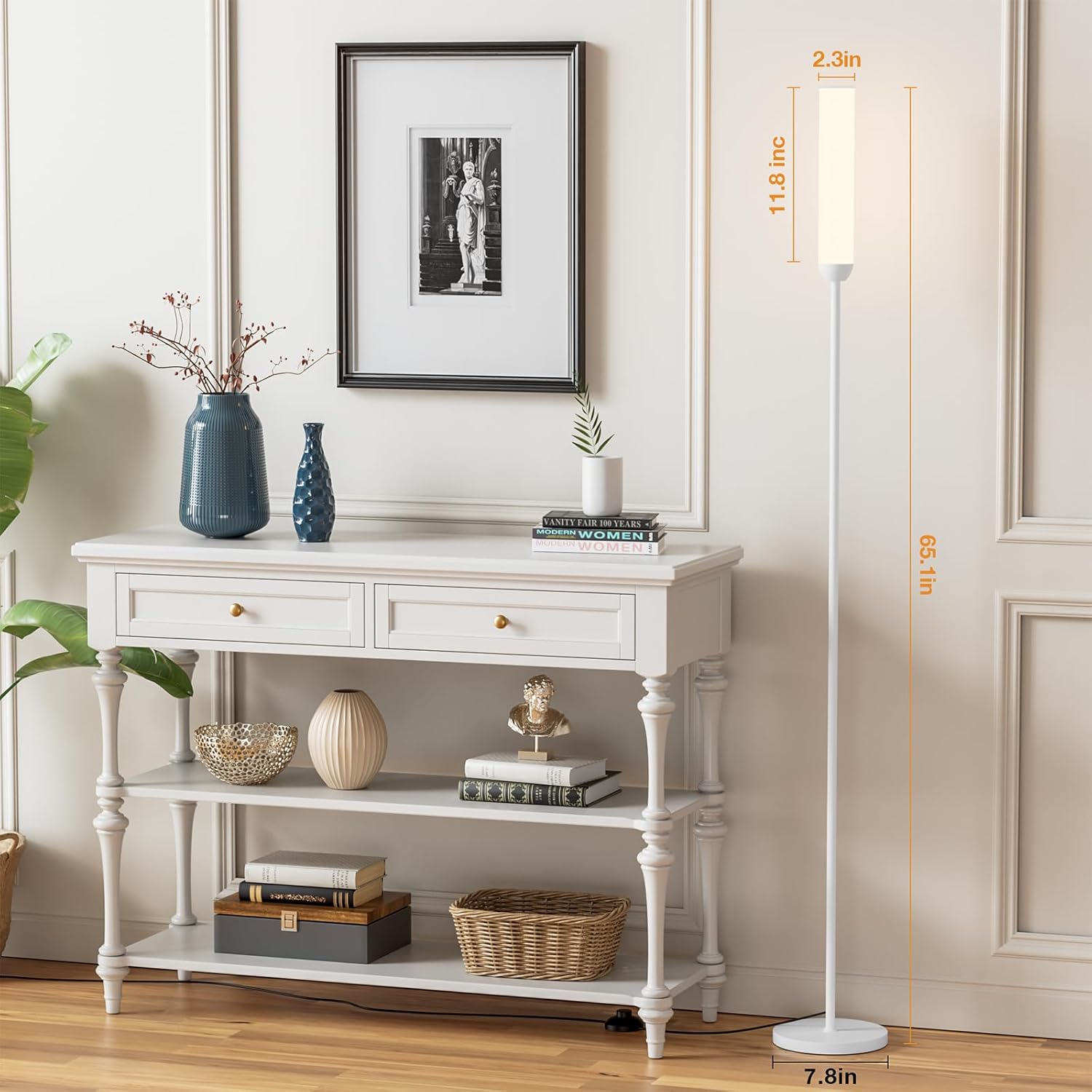 65" LED Floor Lamp with Remote & Foot Switch - Adjustable 3000K-6500K Colors, 5%-100% Brightness