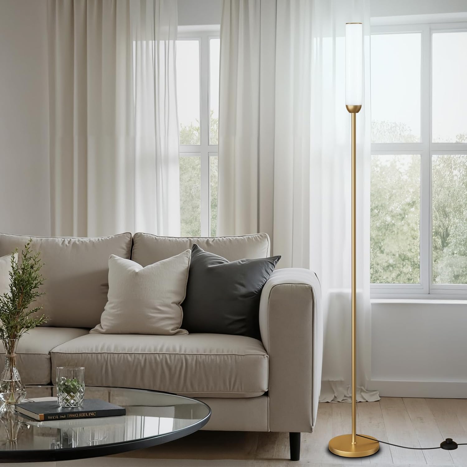 65" LED Floor Lamp with Remote & Foot Switch - Adjustable 3000K-6500K Colors, 5%-100% Brightness