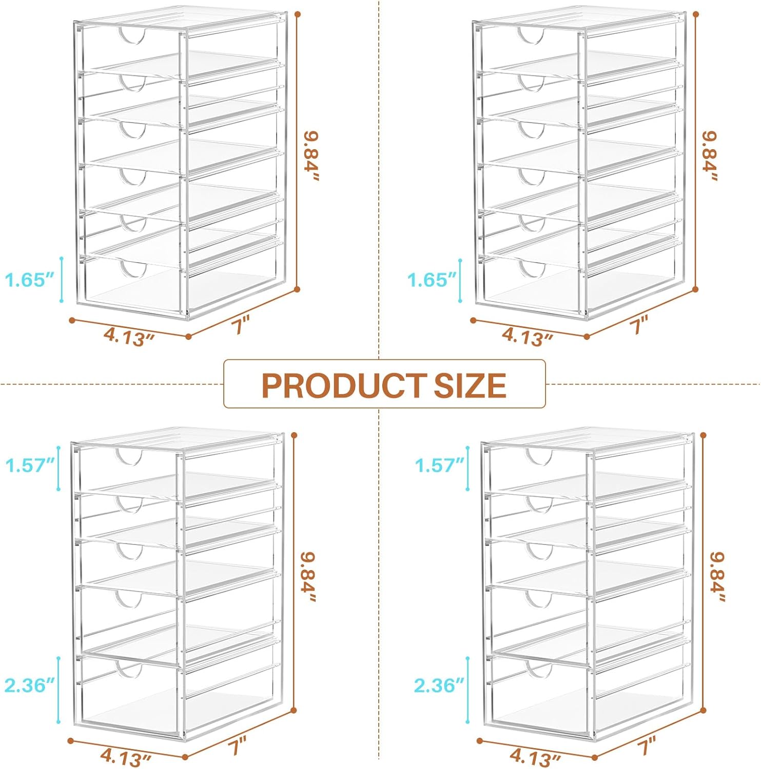 13-Drawer Acrylic Makeup Organizer Set - Versatile Bathroom & Desk Storage Solution
