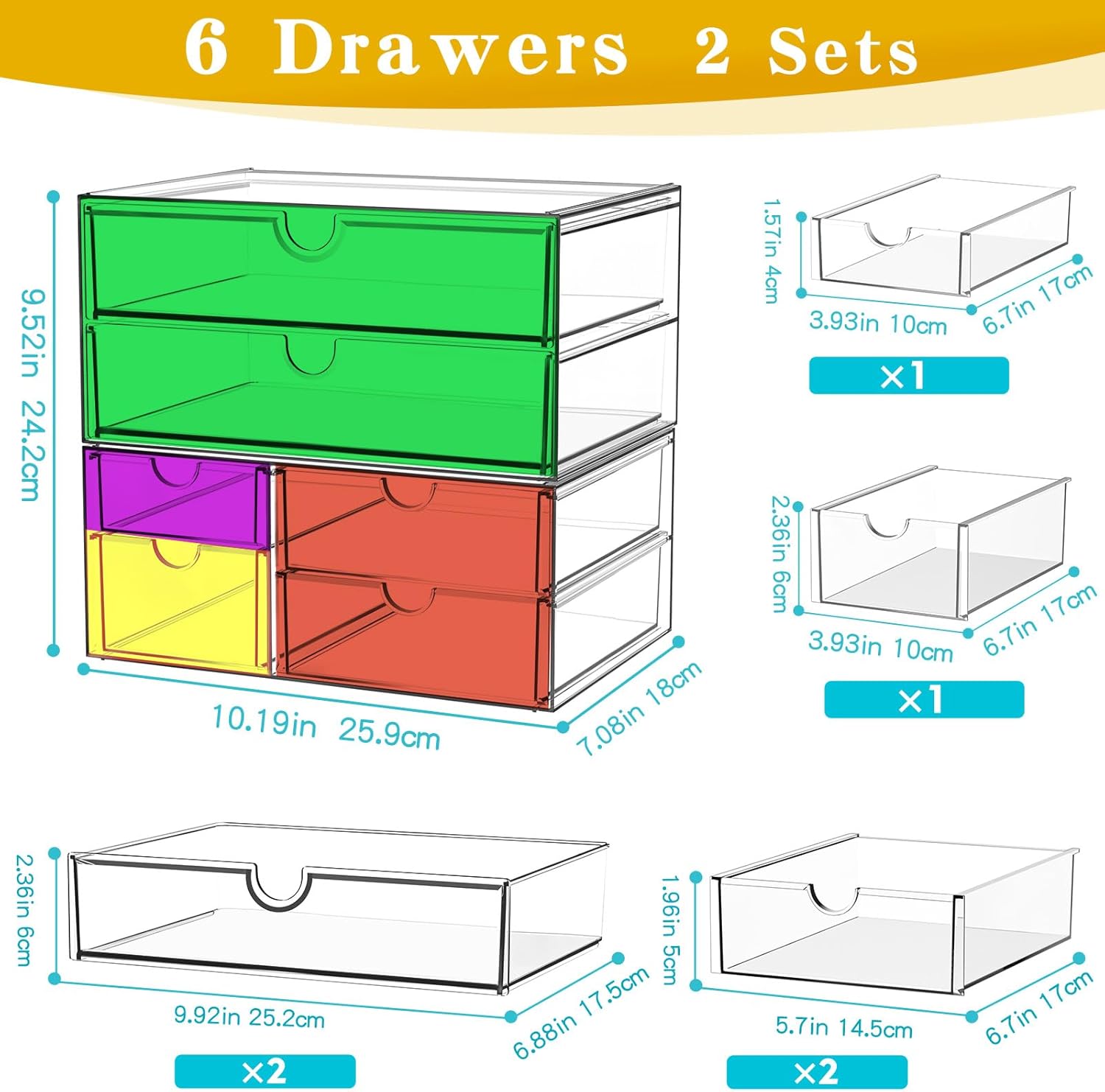 13-Drawer Acrylic Makeup Organizer Set - Versatile Bathroom & Desk Storage Solution