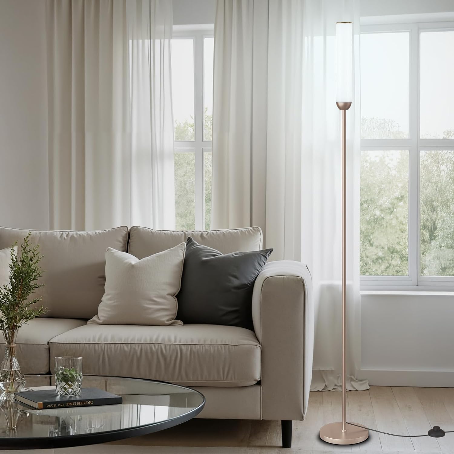 65" LED Floor Lamp with Remote & Foot Switch - Adjustable 3000K-6500K Colors, 5%-100% Brightness