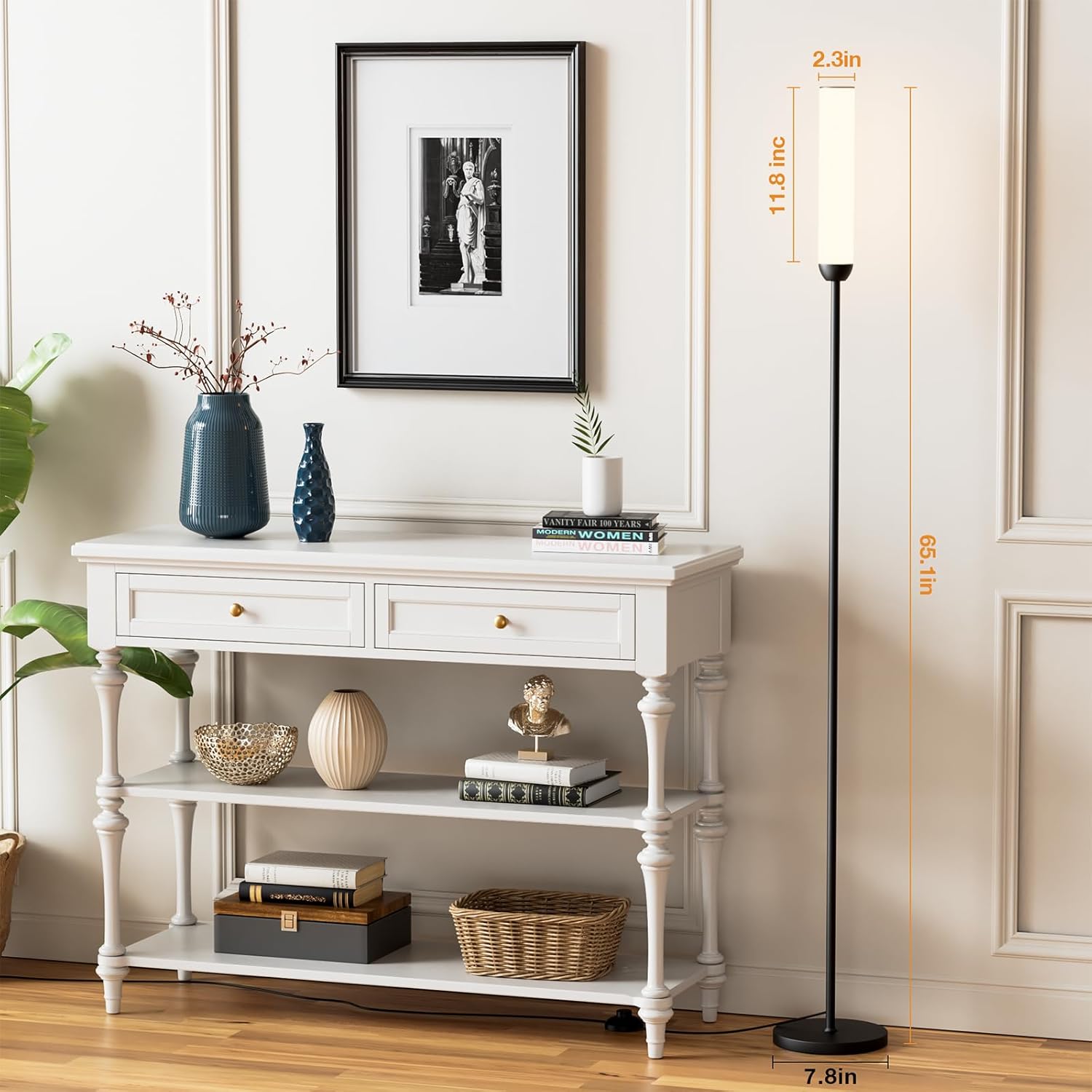 65" LED Floor Lamp with Remote & Foot Switch - Adjustable 3000K-6500K Colors, 5%-100% Brightness