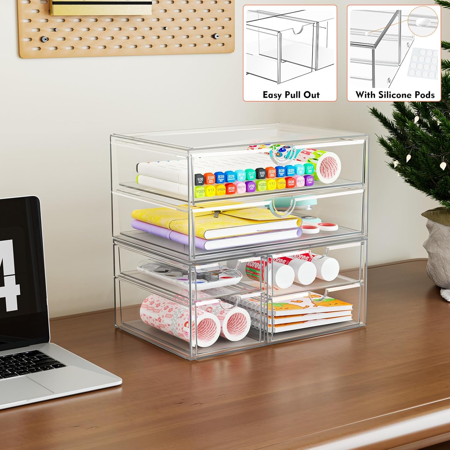13-Drawer Acrylic Makeup Organizer Set - Versatile Bathroom & Desk Storage Solution