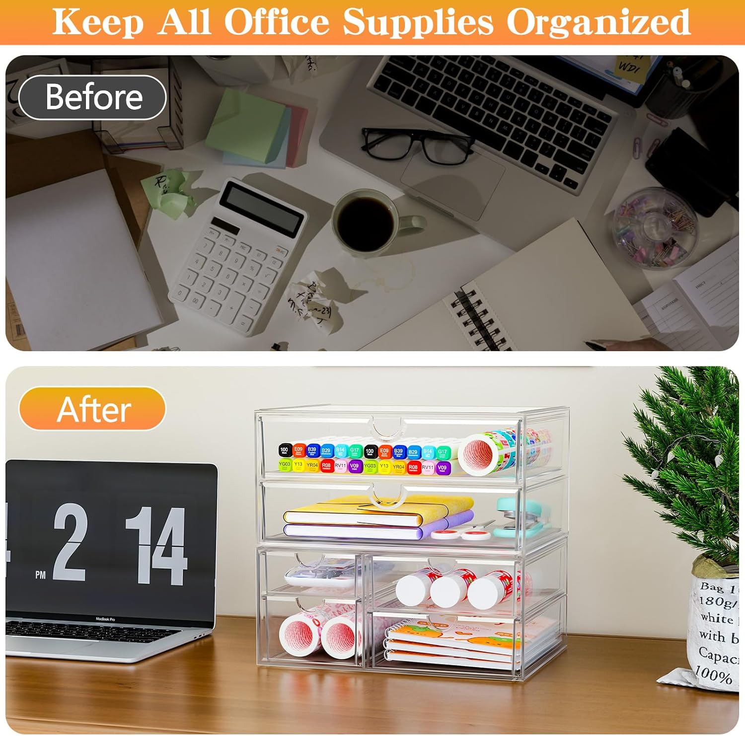 13-Drawer Acrylic Makeup Organizer Set - Versatile Bathroom & Desk Storage Solution