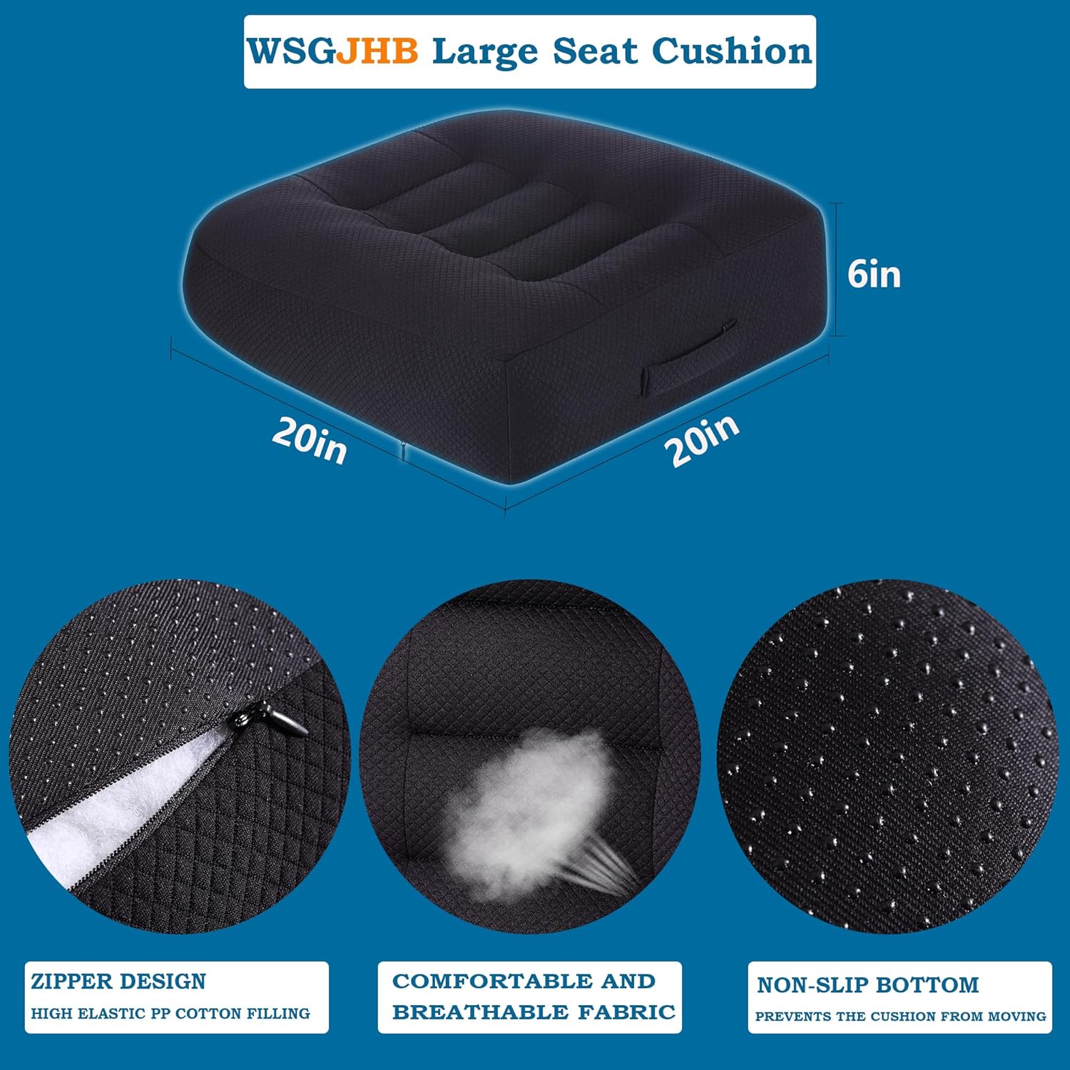 Portable Car Booster Seat Cushion - Breathable Mesh for Enhanced Comfort & Visibility - Ideal for Office & Home, Black