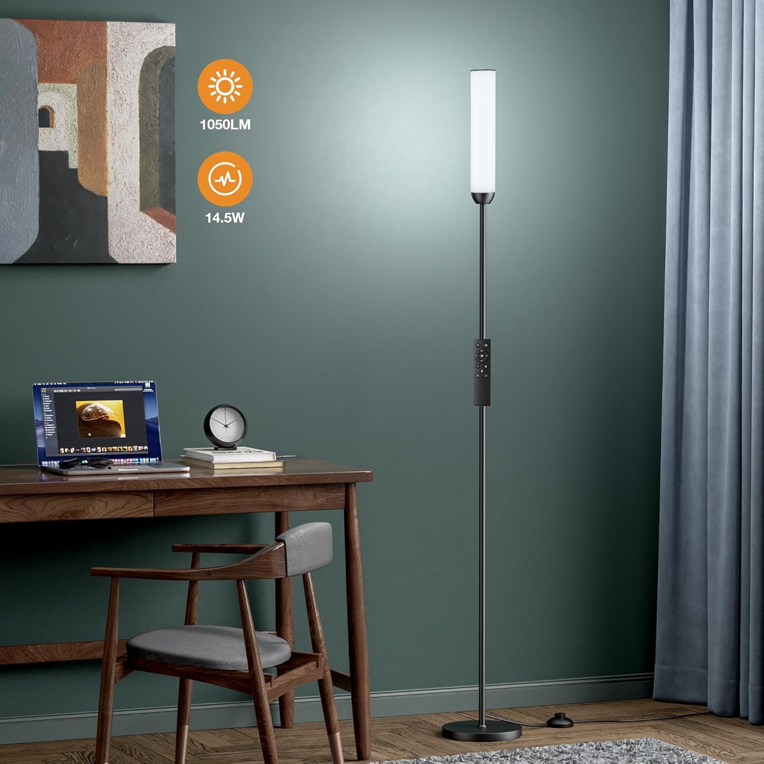 65" LED Floor Lamp with Remote & Foot Switch - Adjustable 3000K-6500K Colors, 5%-100% Brightness