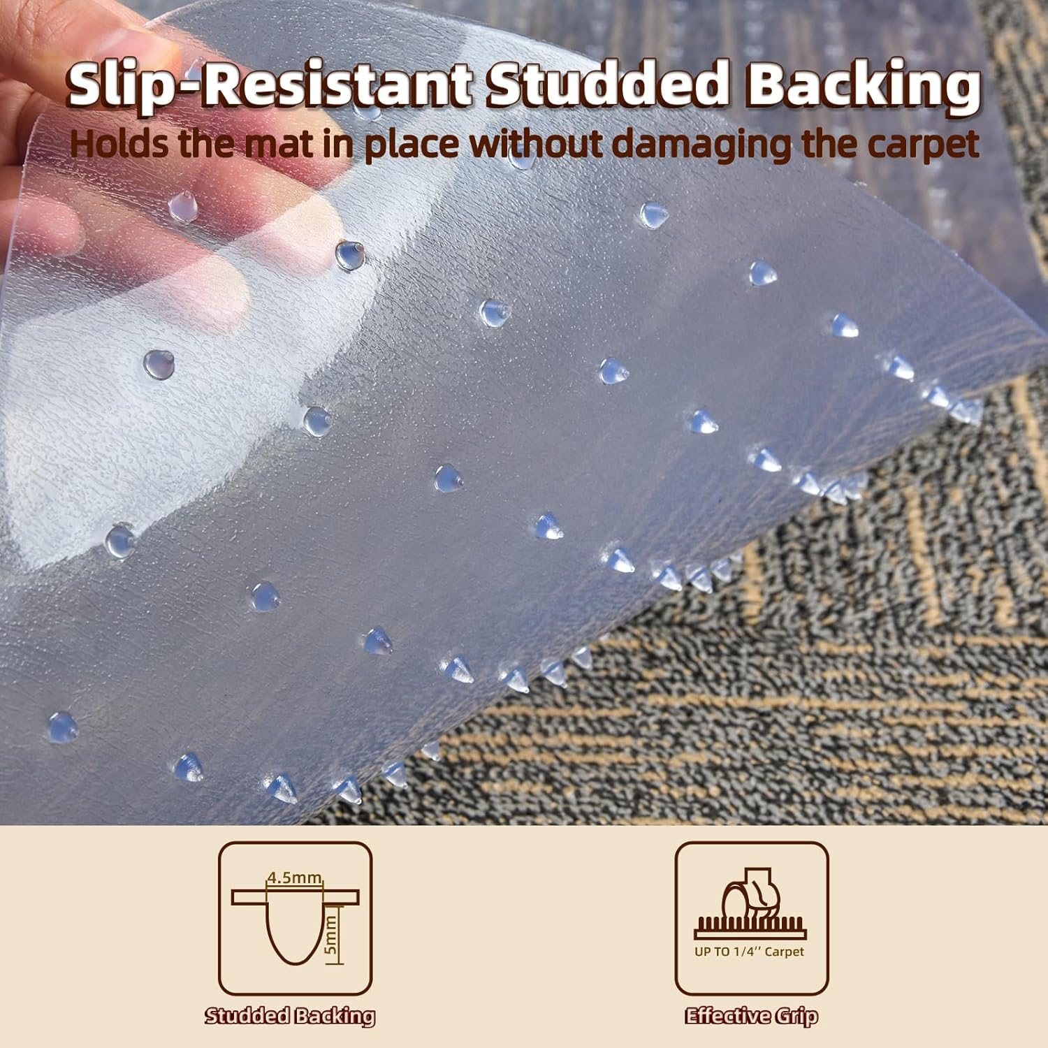 Heavy Duty Office Chair Mat 36" x 48" - Clear Plastic Desk Mat for Carpet & Hard Floors