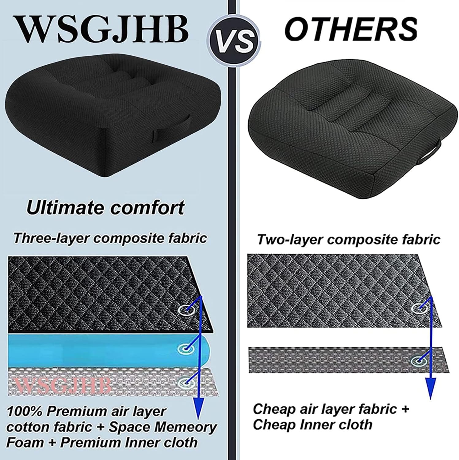 Portable Car Booster Seat Cushion - Breathable Mesh for Enhanced Comfort & Visibility - Ideal for Office & Home, Black