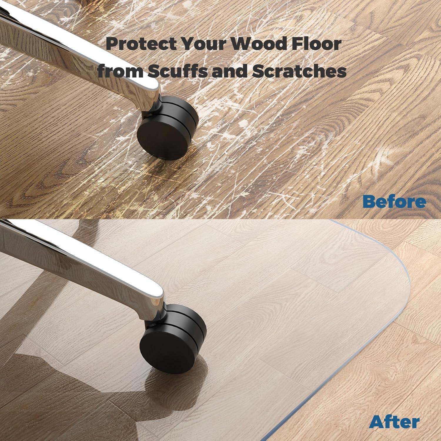 Yecaye Heavy Duty Office Chair Mat for Hardwood Floors - Clear PVC Floor Protector (36" x 48")
