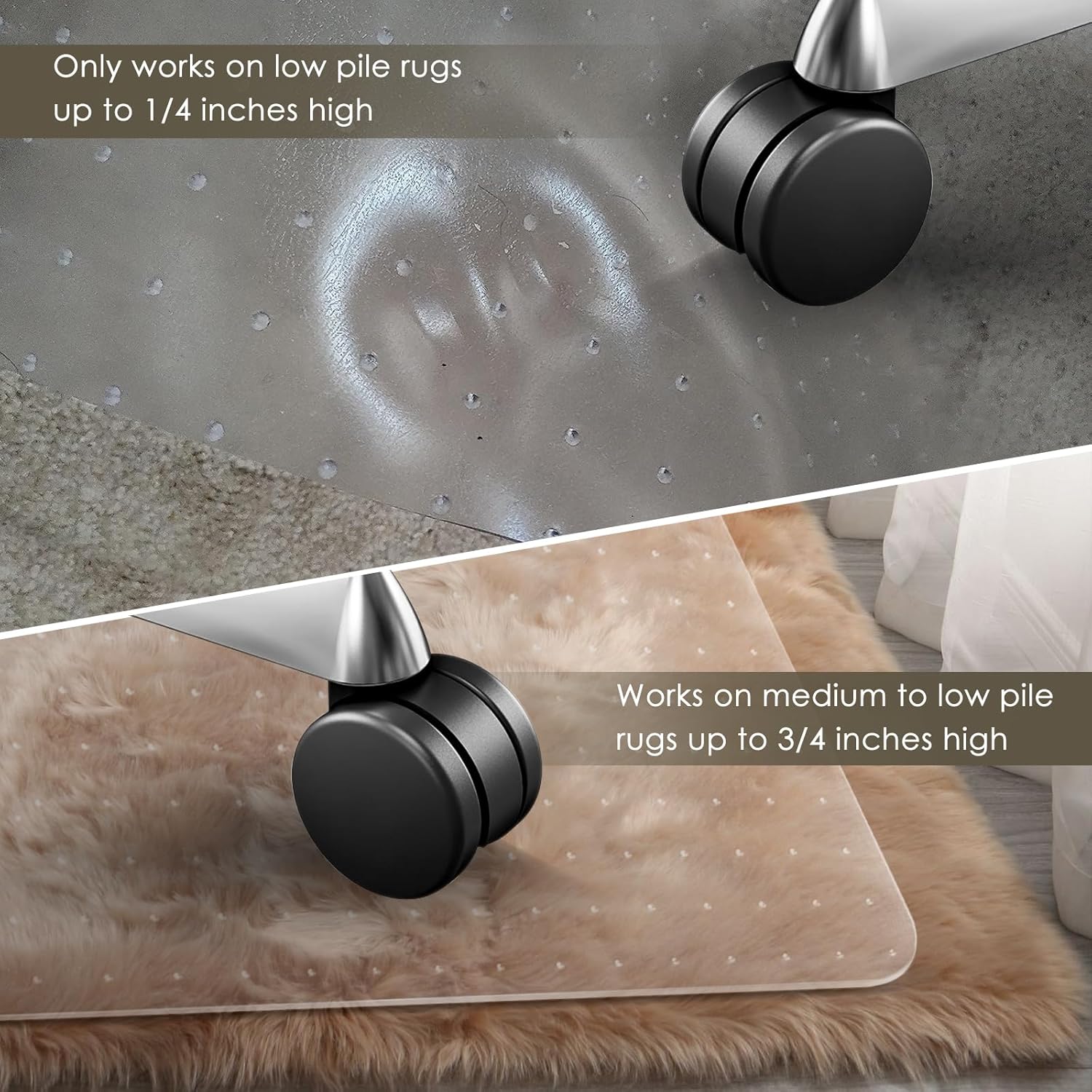 Heavy Duty Office Chair Mat for Carpet - 32" x 48" Slip-Resistant Floor Protector