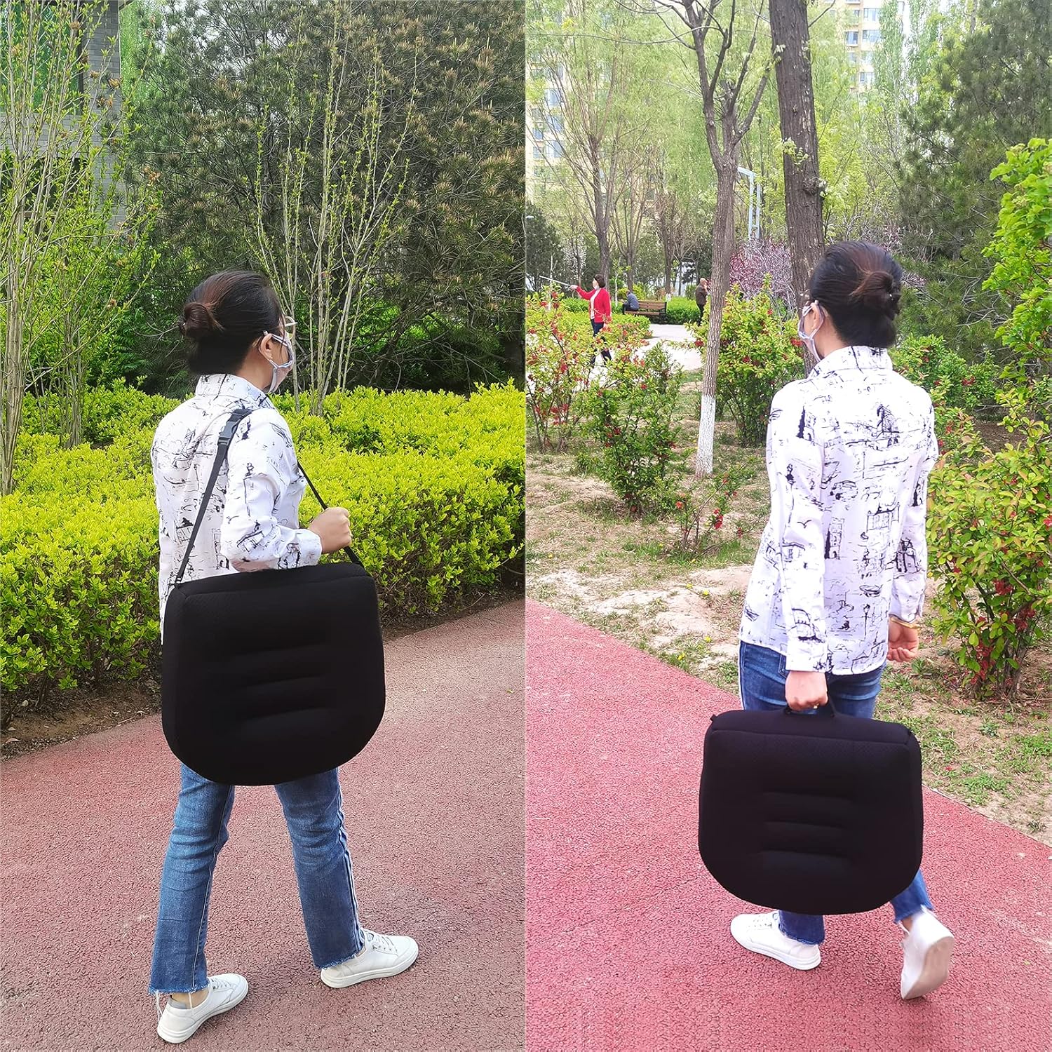 Portable Car Booster Seat Cushion - Breathable Mesh for Enhanced Comfort & Visibility - Ideal for Office & Home, Black